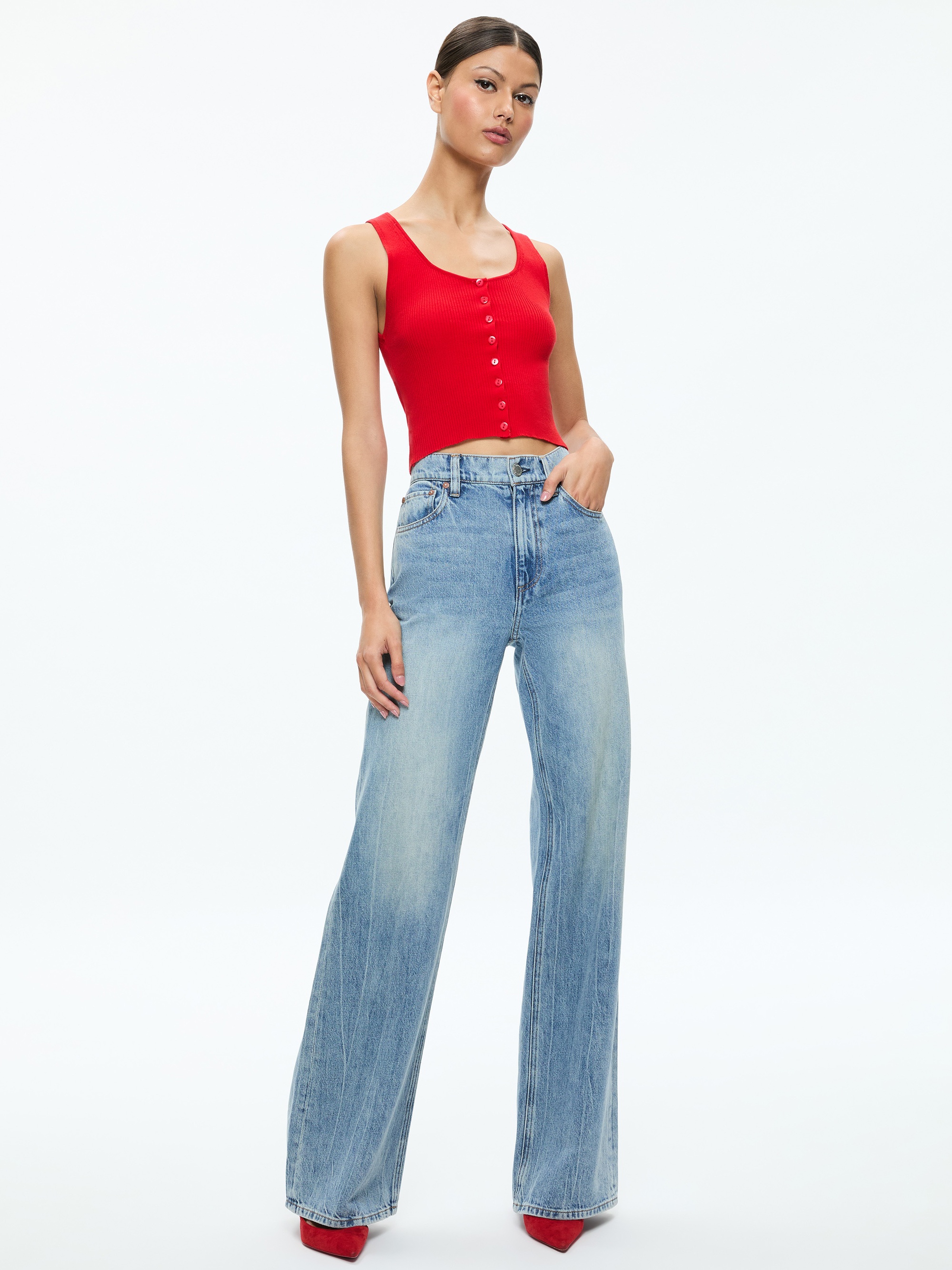 DARYN BUTTON THROUGH CROPPED TANK - 6