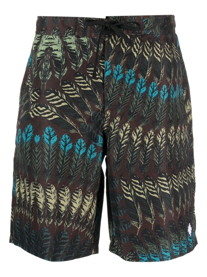 feather-print swim shorts - 1