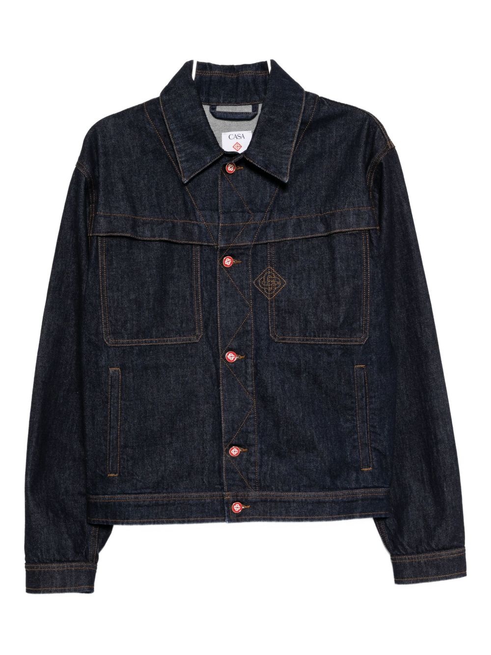 EMBROIDERED LOGO DENIM JACKET - 1