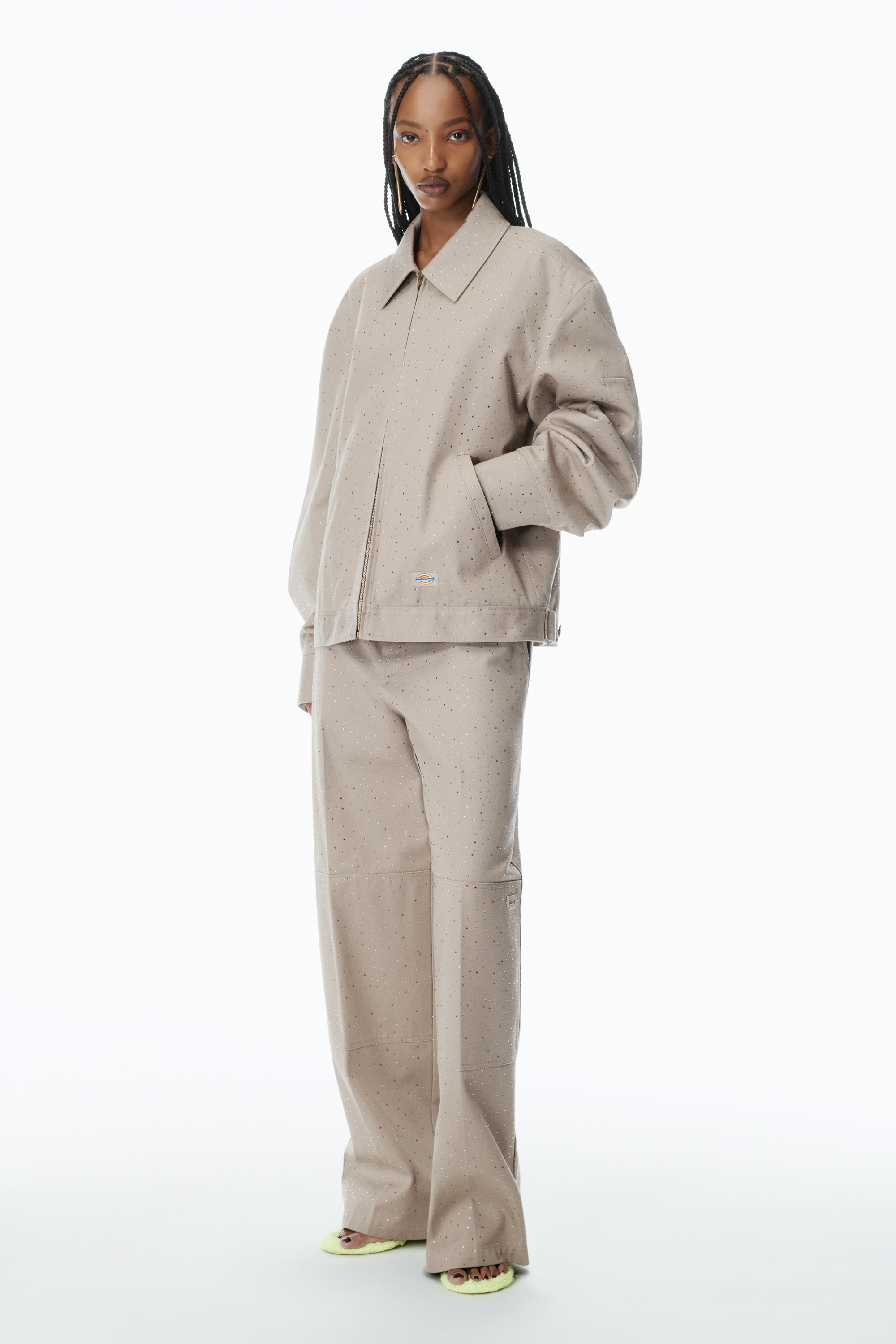 Crystal Hotfix Workwear-Inspired Jacket - 2