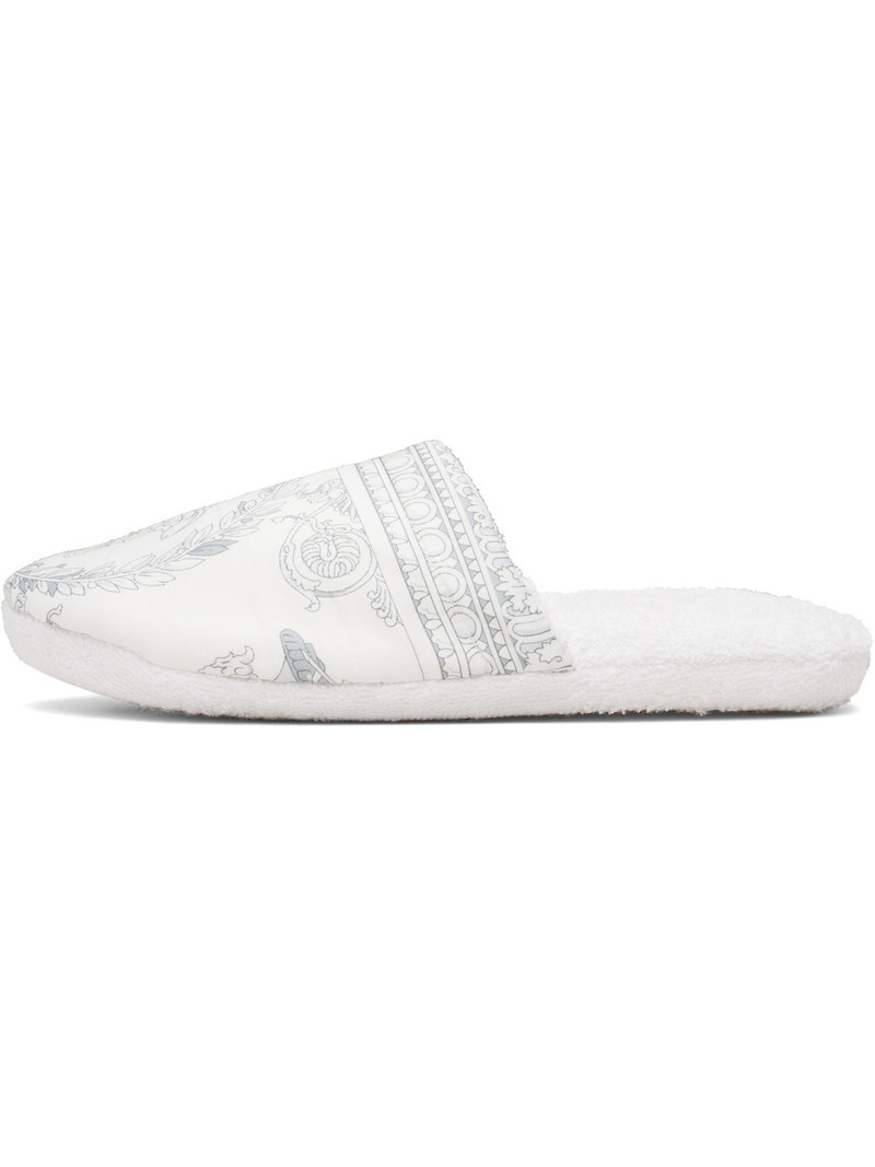 VERSACE White 'I Heart Baroque' Slippers outlook