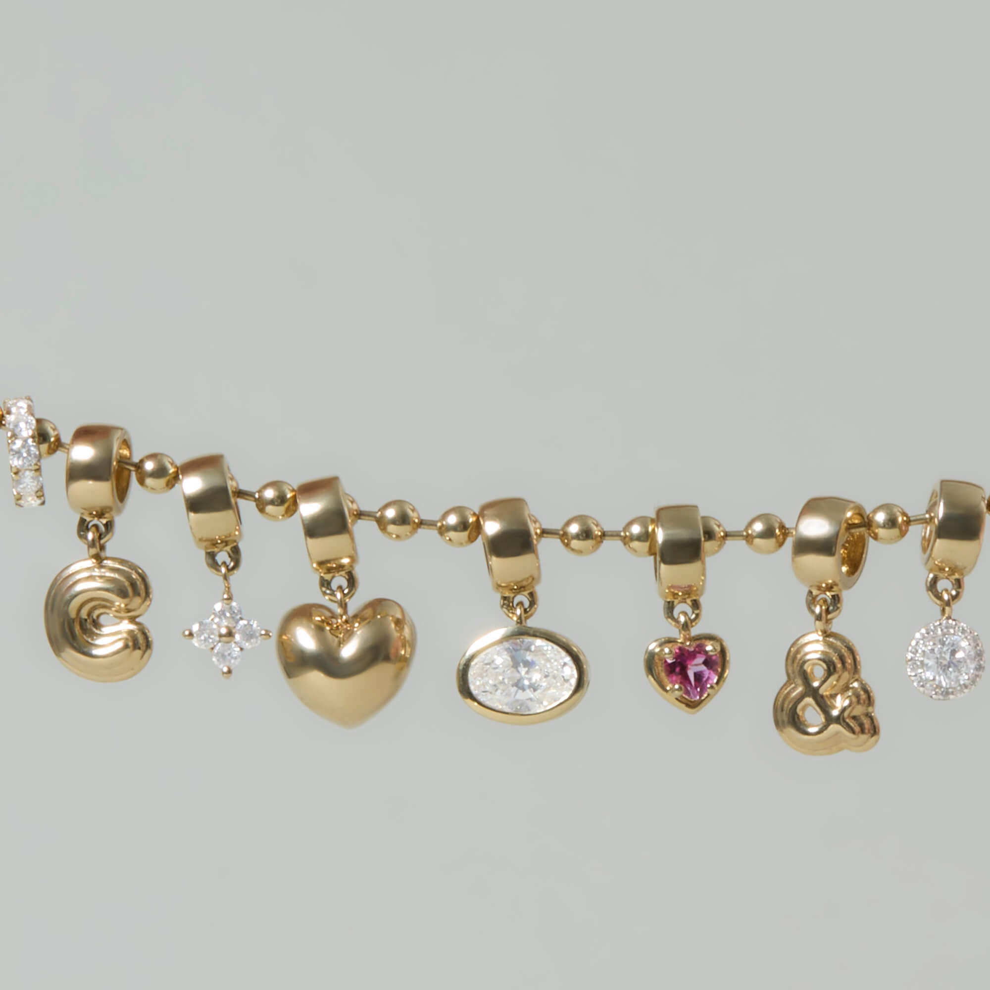 LAB-Created Oval Diamond Charm - 9
