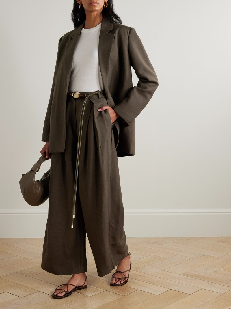 FAITHFULL Felix oversized woven blazer Dark green outlook