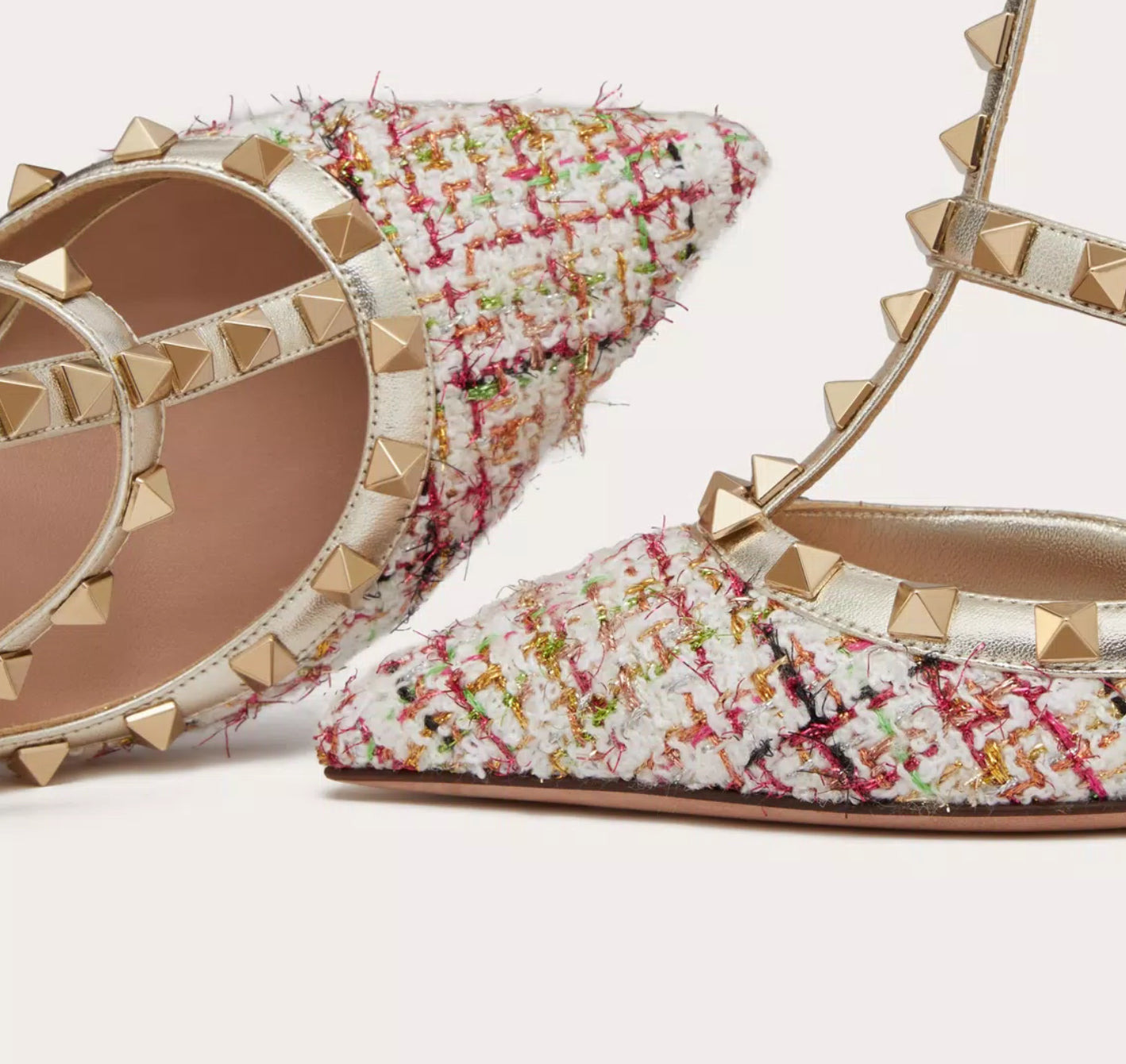 Valentino Rockstud Tweed Strap Pumps - 4