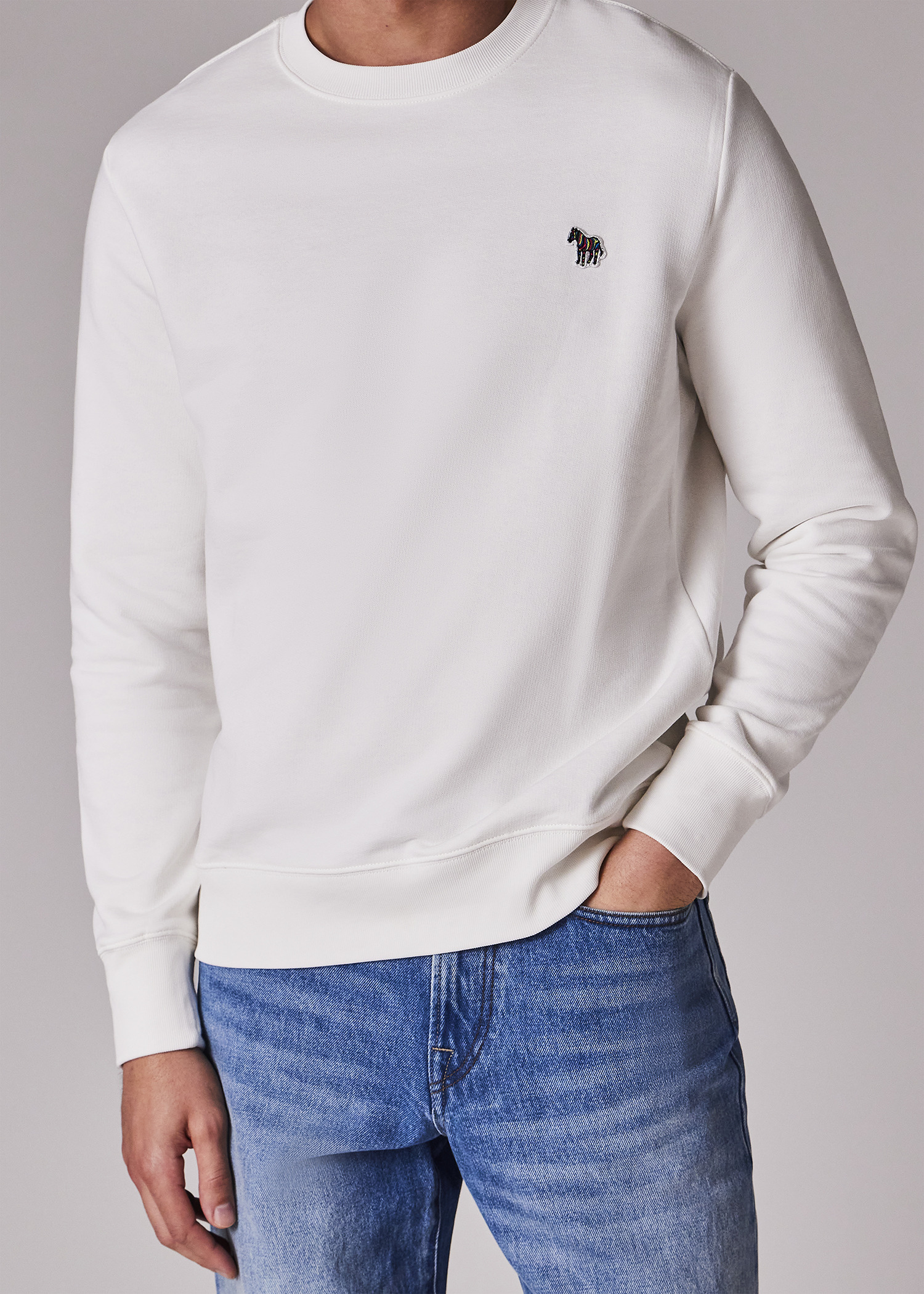 Ecru Organic Cotton 'Zebra' Badge Sweatshirt - 3