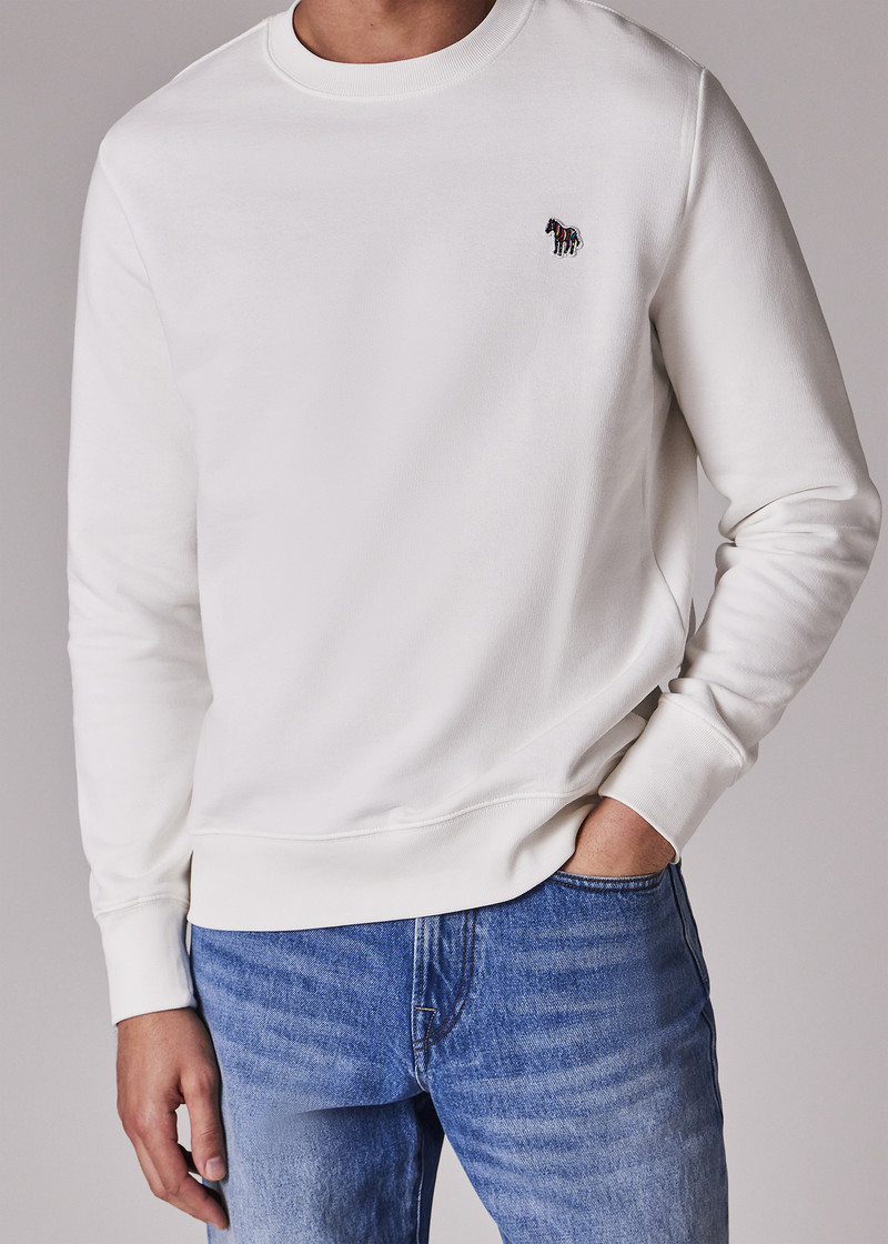 Ecru Organic Cotton 'Zebra' Badge Sweatshirt 3