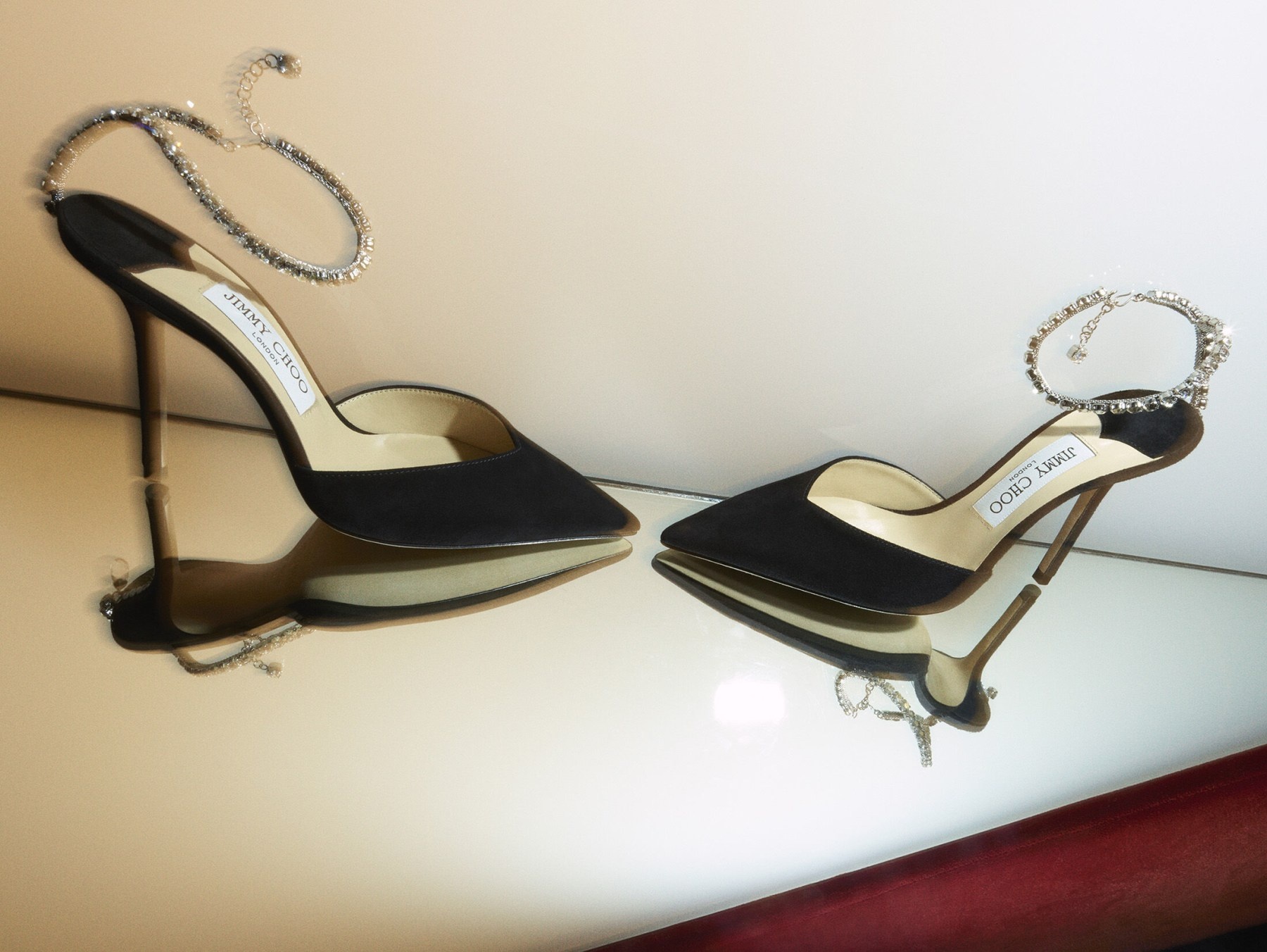 サンダル・ミュール JIMMY CHOO BLACK SUEDE SAEDA 100 SANDALS Jimmy Choo Saeda 85mm crystal-strap Sandals | Black | FARFETCH