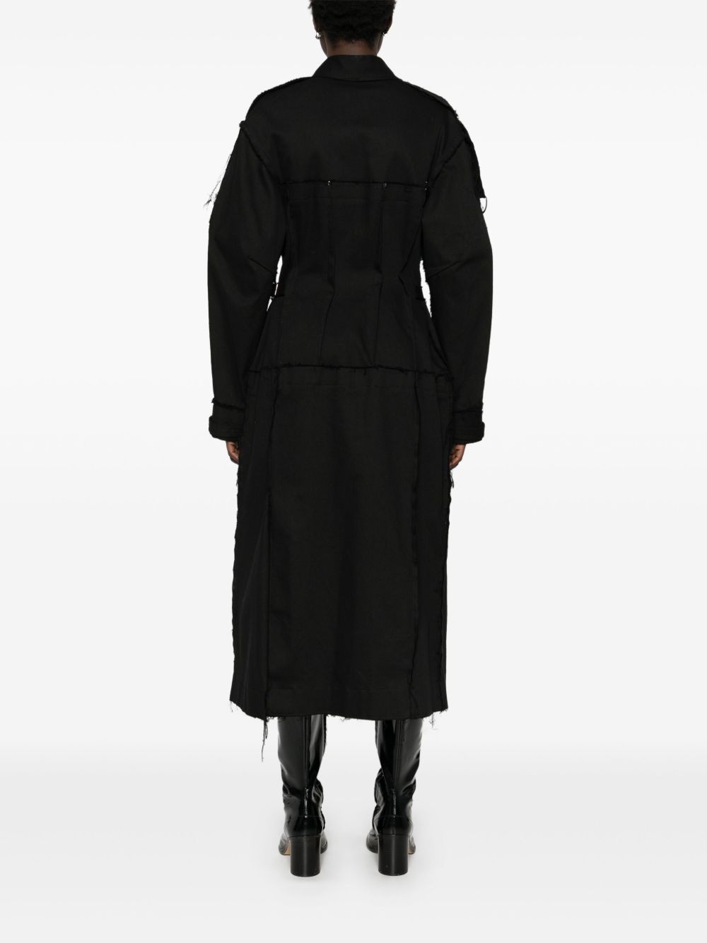 darted denim trench coat - 4