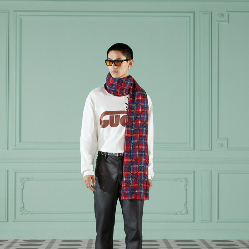 Maxi GG print wool scarf 3