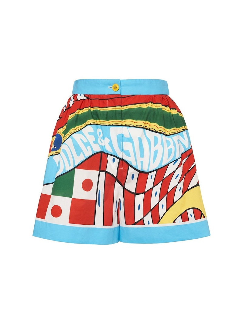 Carretto printed cotton mini shorts - 1