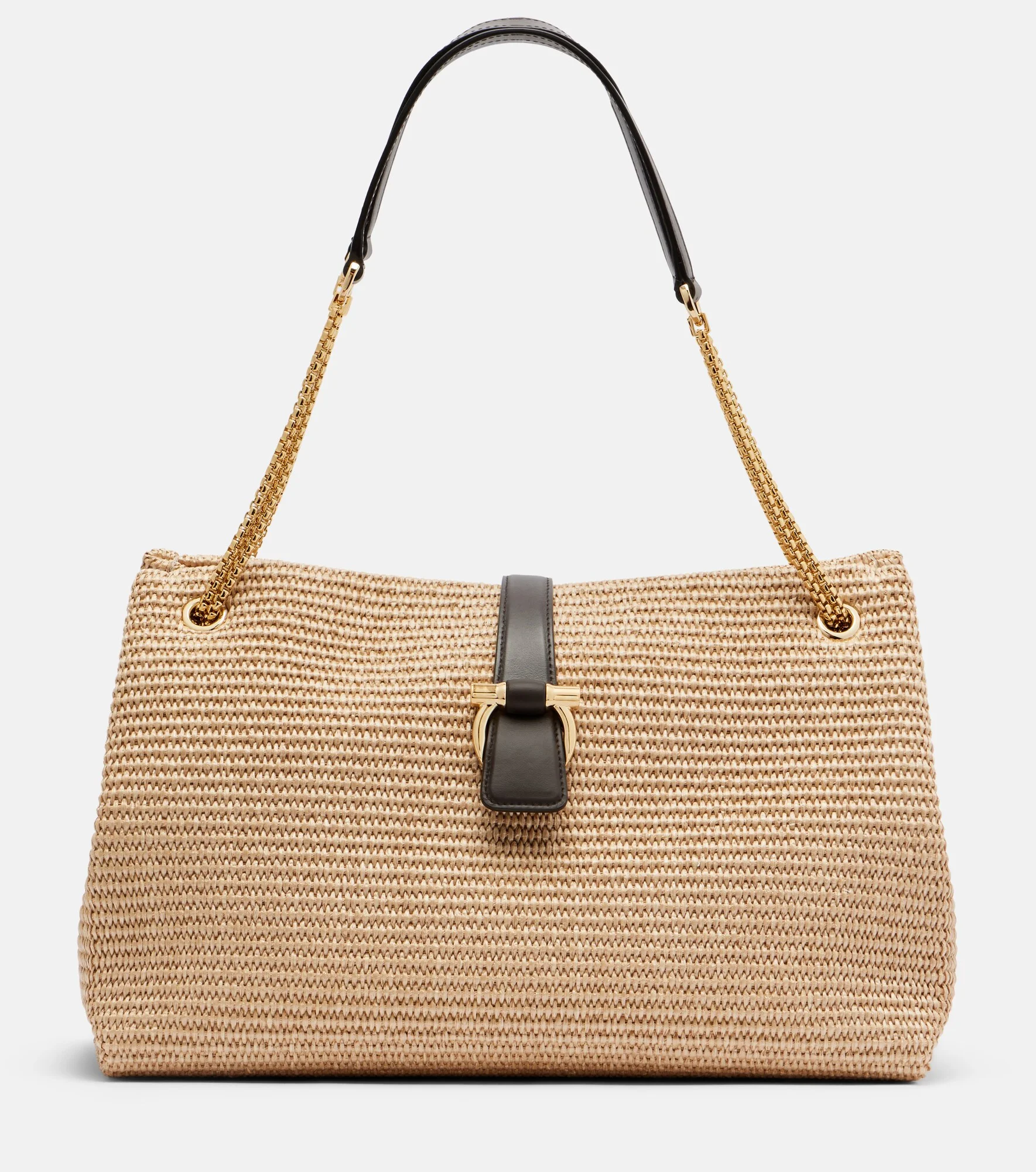 Medium raffia shoulder bag - 1