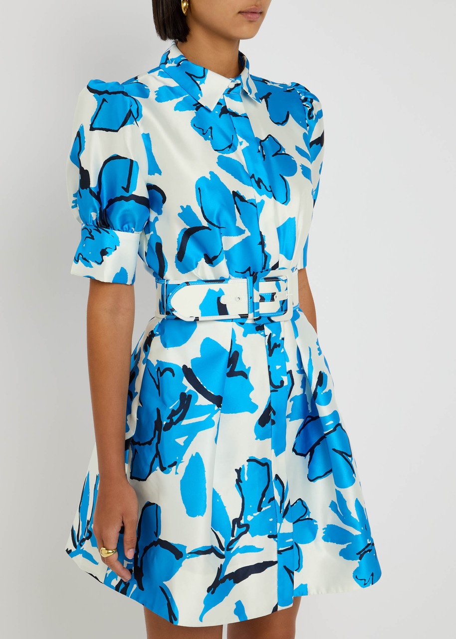 Rebecca Vallance Sapphira Printed Satin Mini Shirt Dress - 2