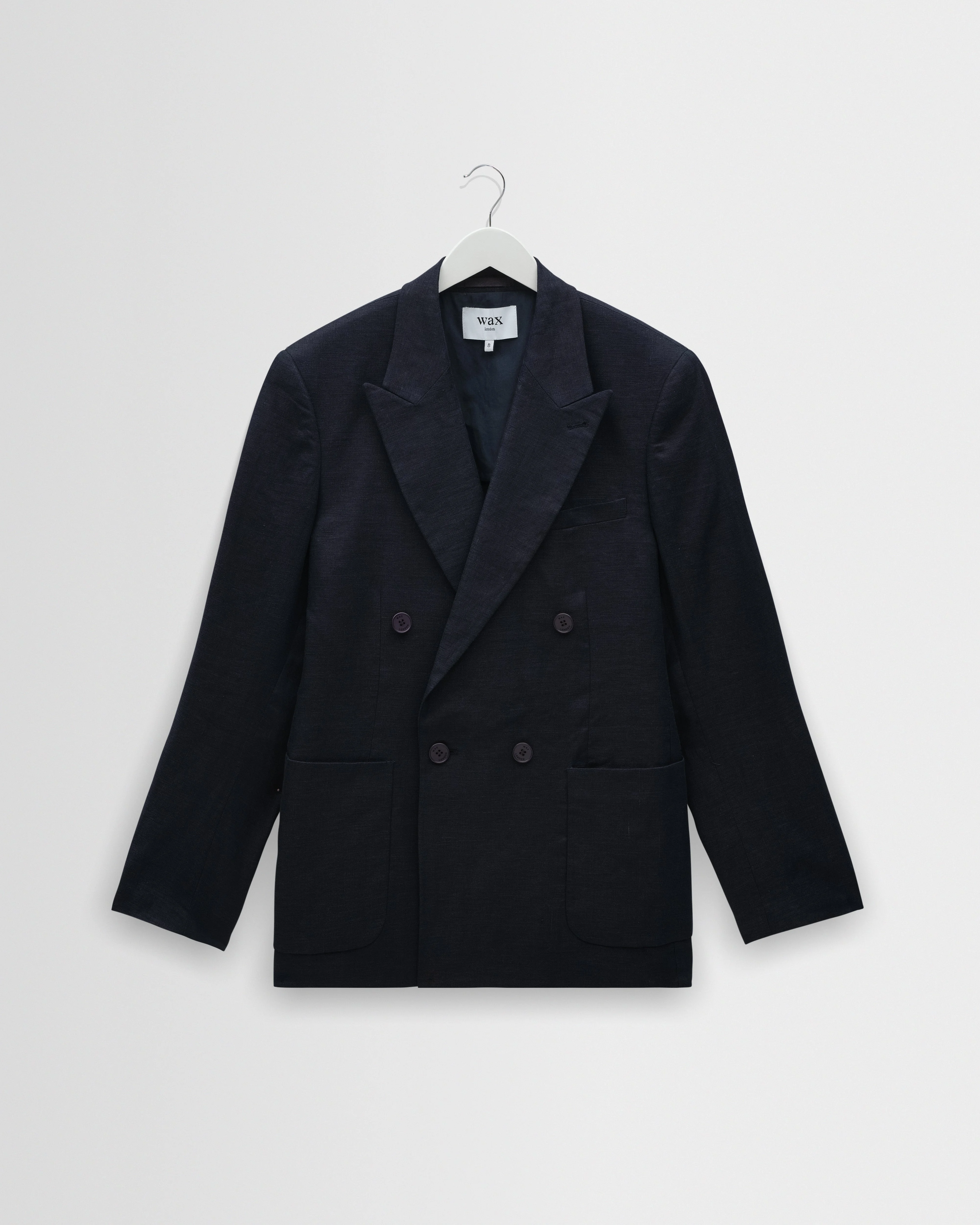 Vigo - Navy Linen Double-Breasted Blazer - 1