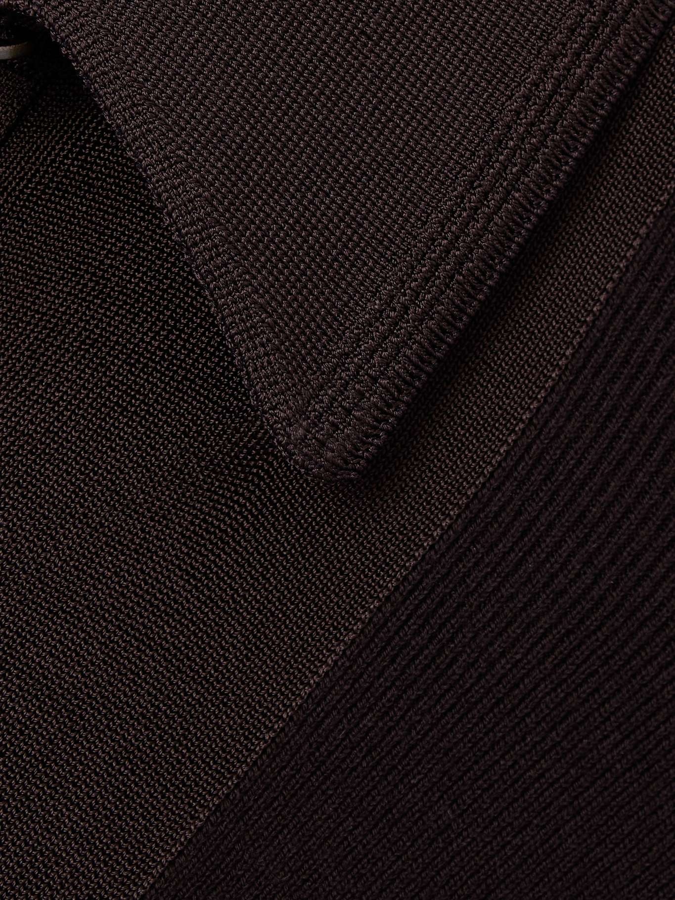Ribbed wool-blend polo gown Dark brown - 4
