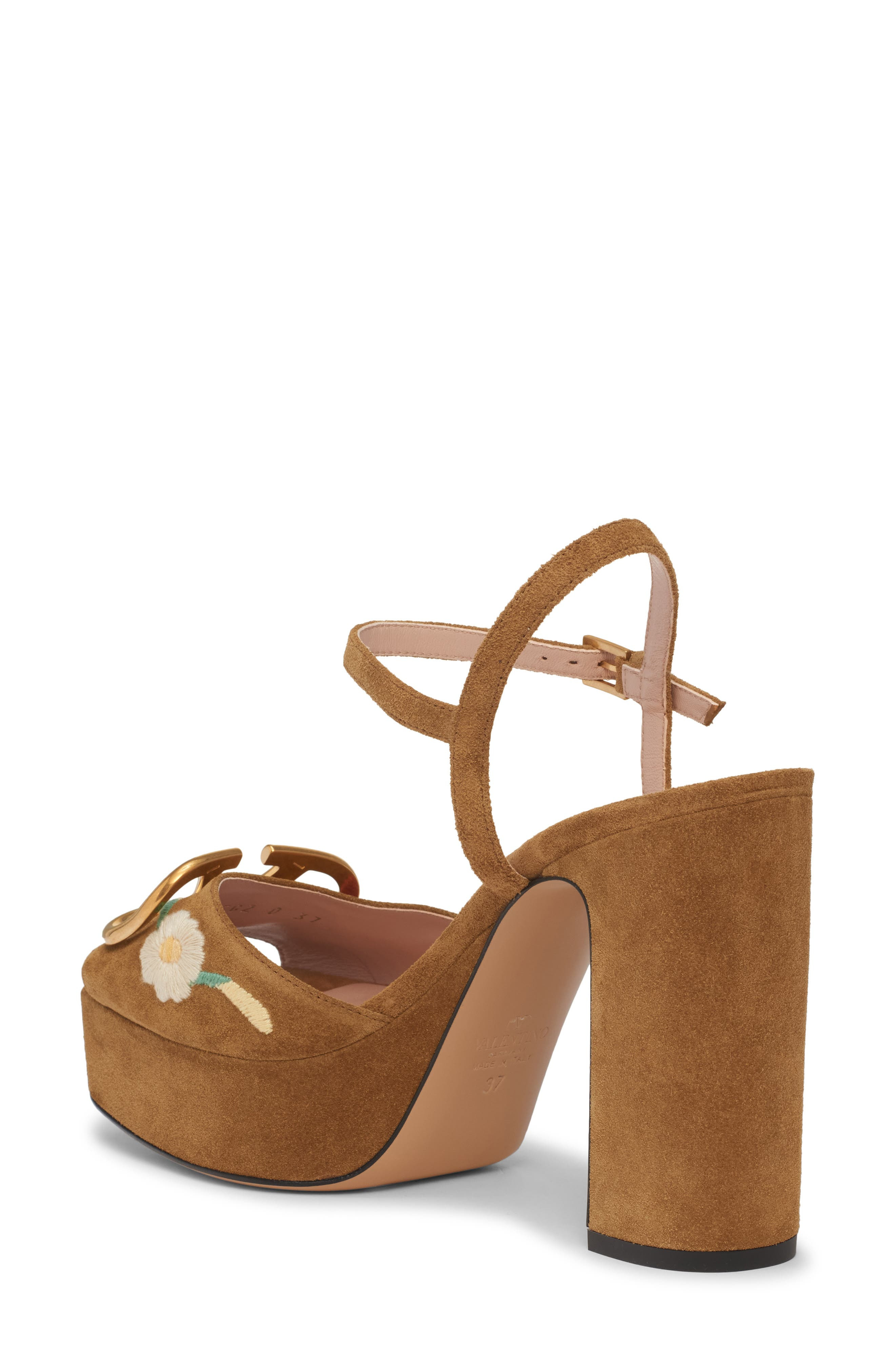 Valentino VLOGO Sunflower Embroidered Platform Sandal in Havana Beige at Nordstrom - 2