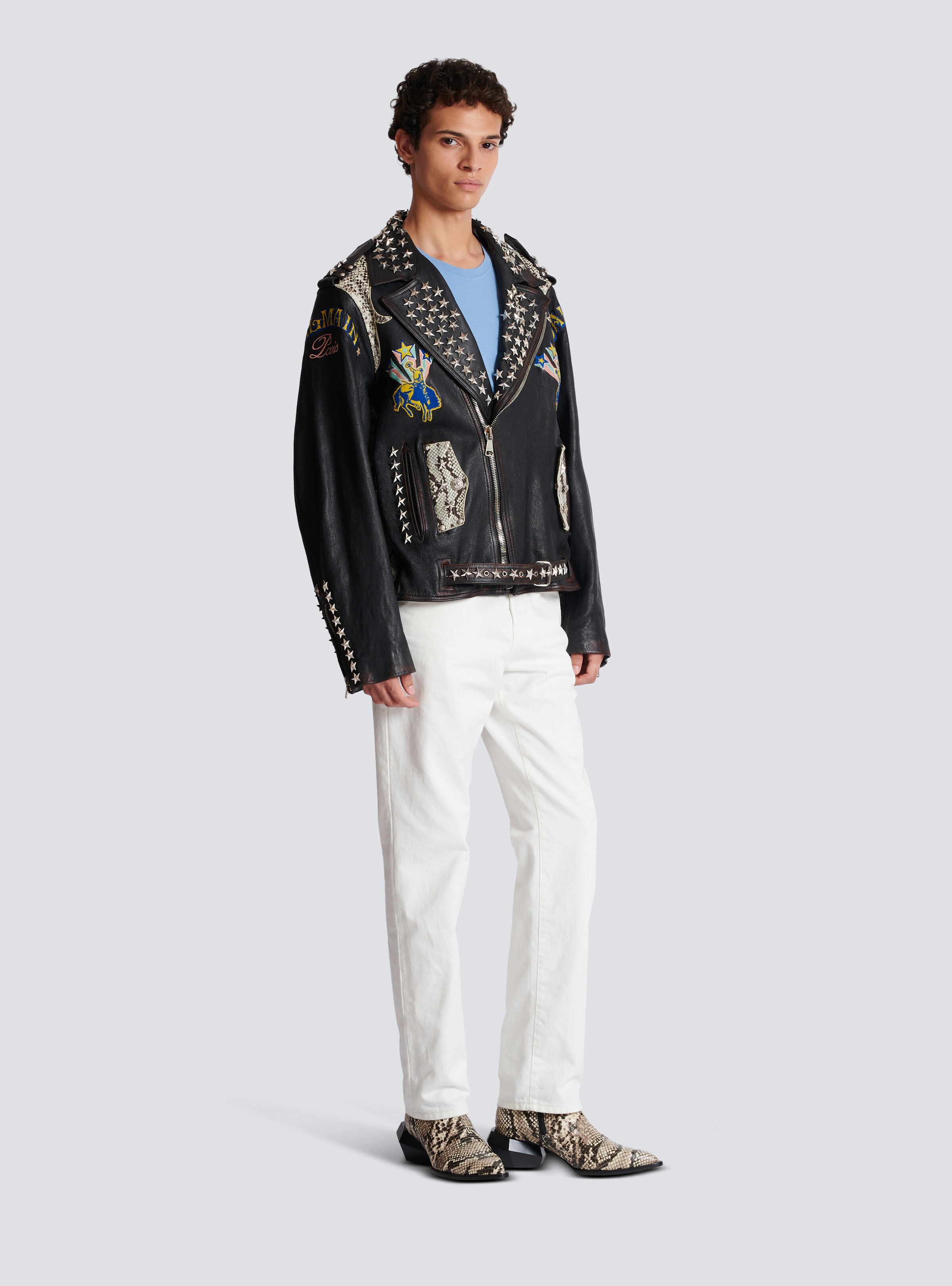 Balmain Western leather biker jacket - 3