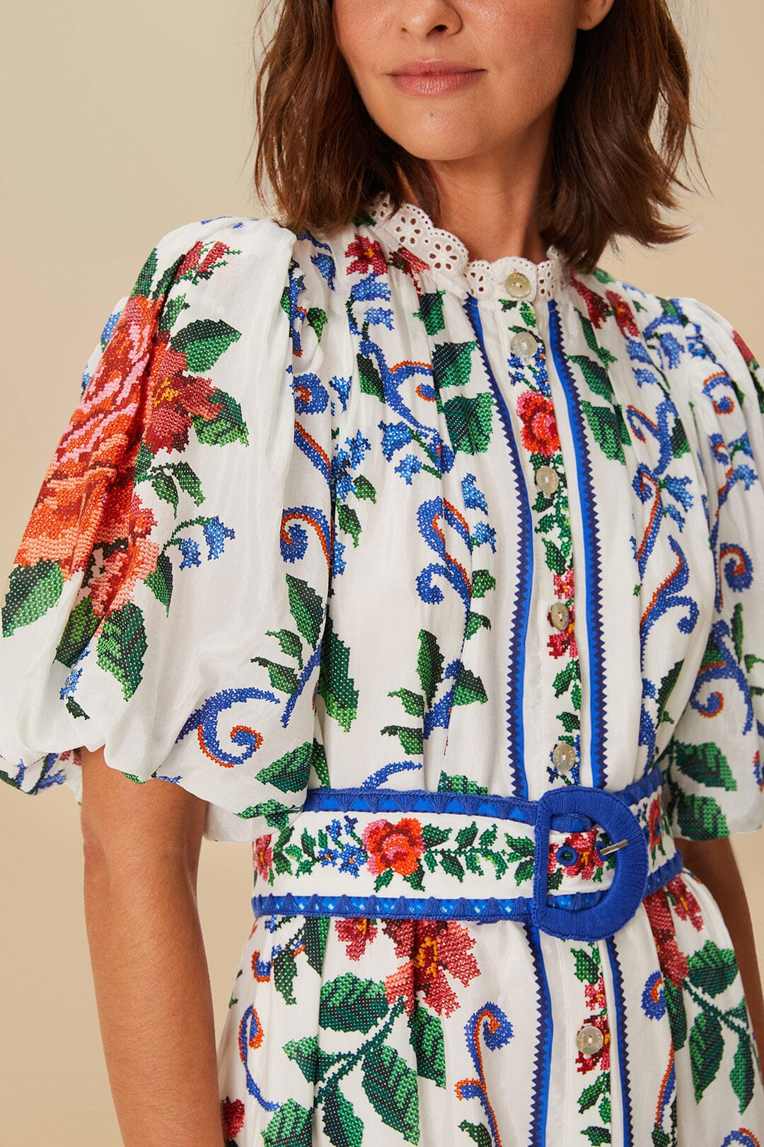 Off-White Flower Tapestry Mini Dress - 3