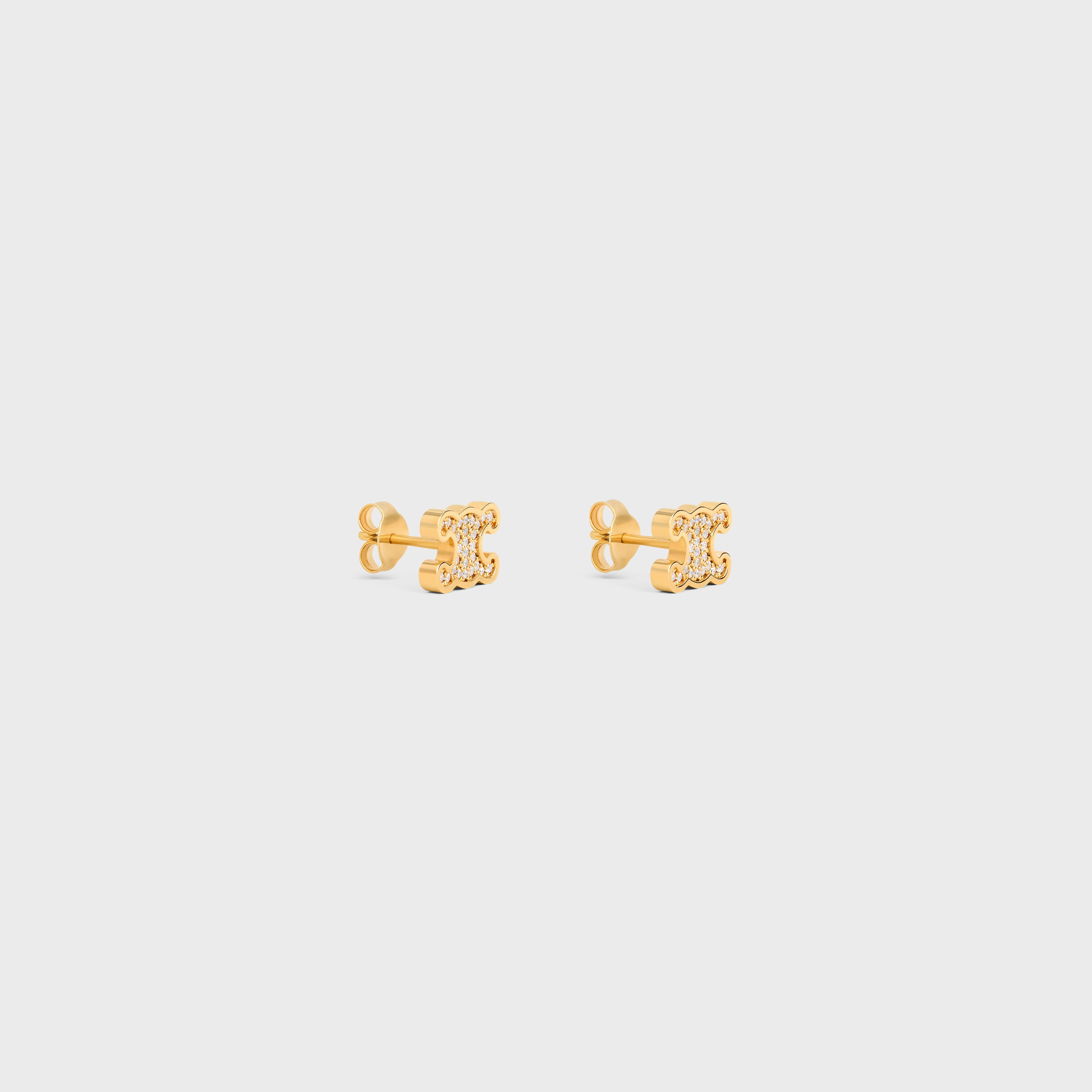 【CELINE】Triomphe rhinestone studs in strass and brass CELINE Triomphe Rhinestone Studs in Strass and Brass with