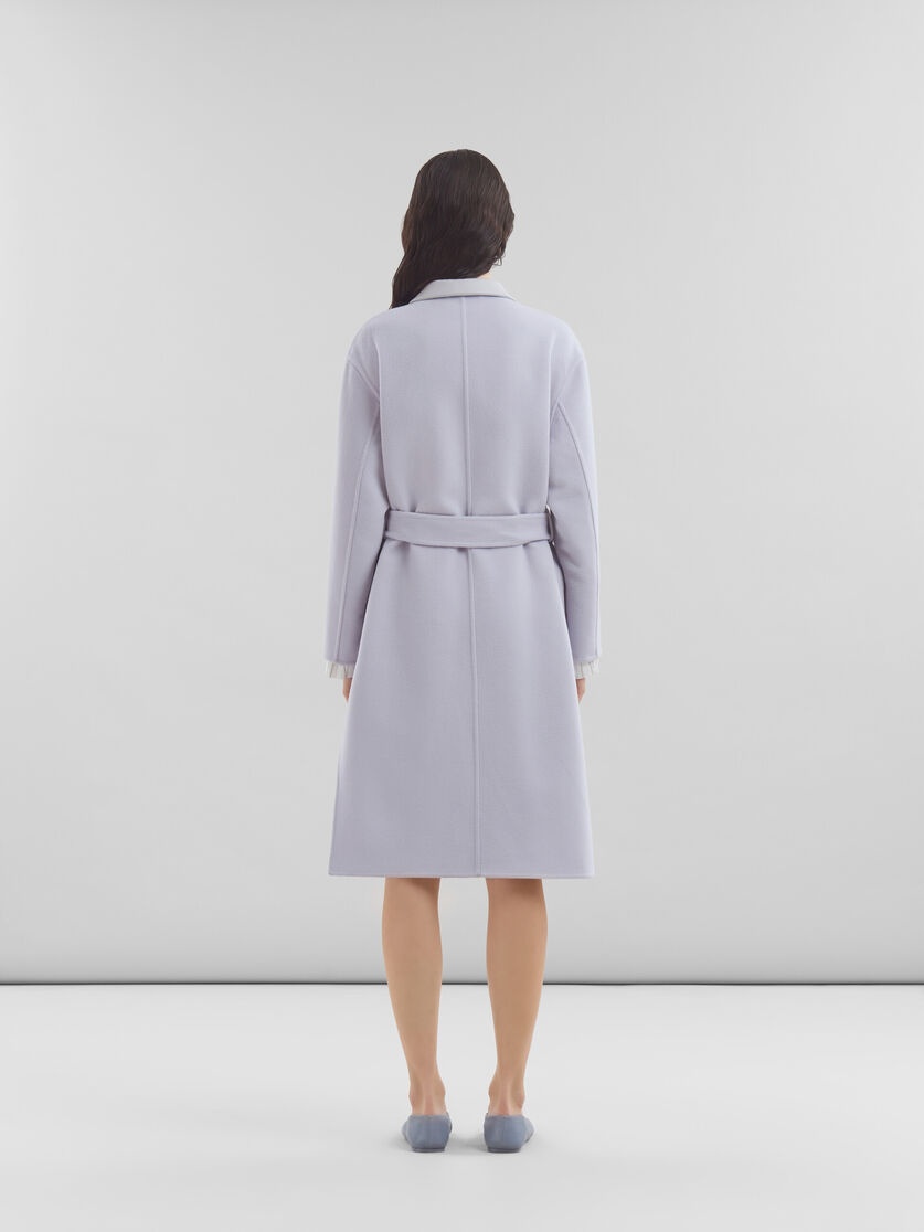 PURPLE FELT COAT WITH WAIST BELT - 3
