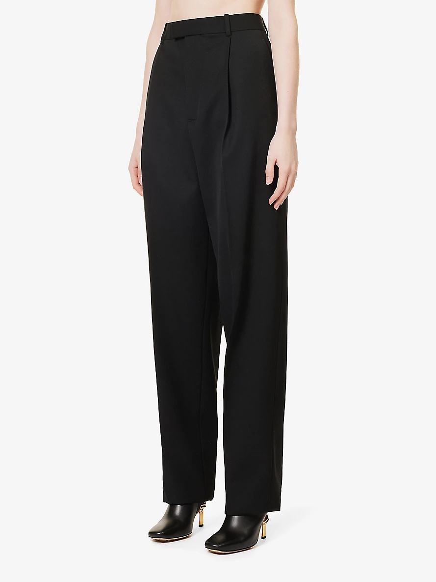 Belt-loop tapered-leg relaxed-fit wool trousers - 3