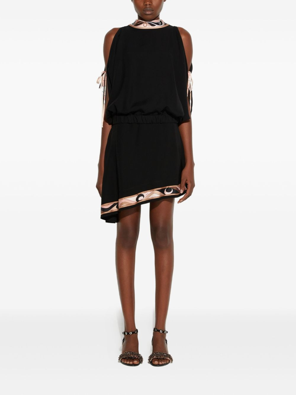 asymmetric print-insert mini skirt - 2