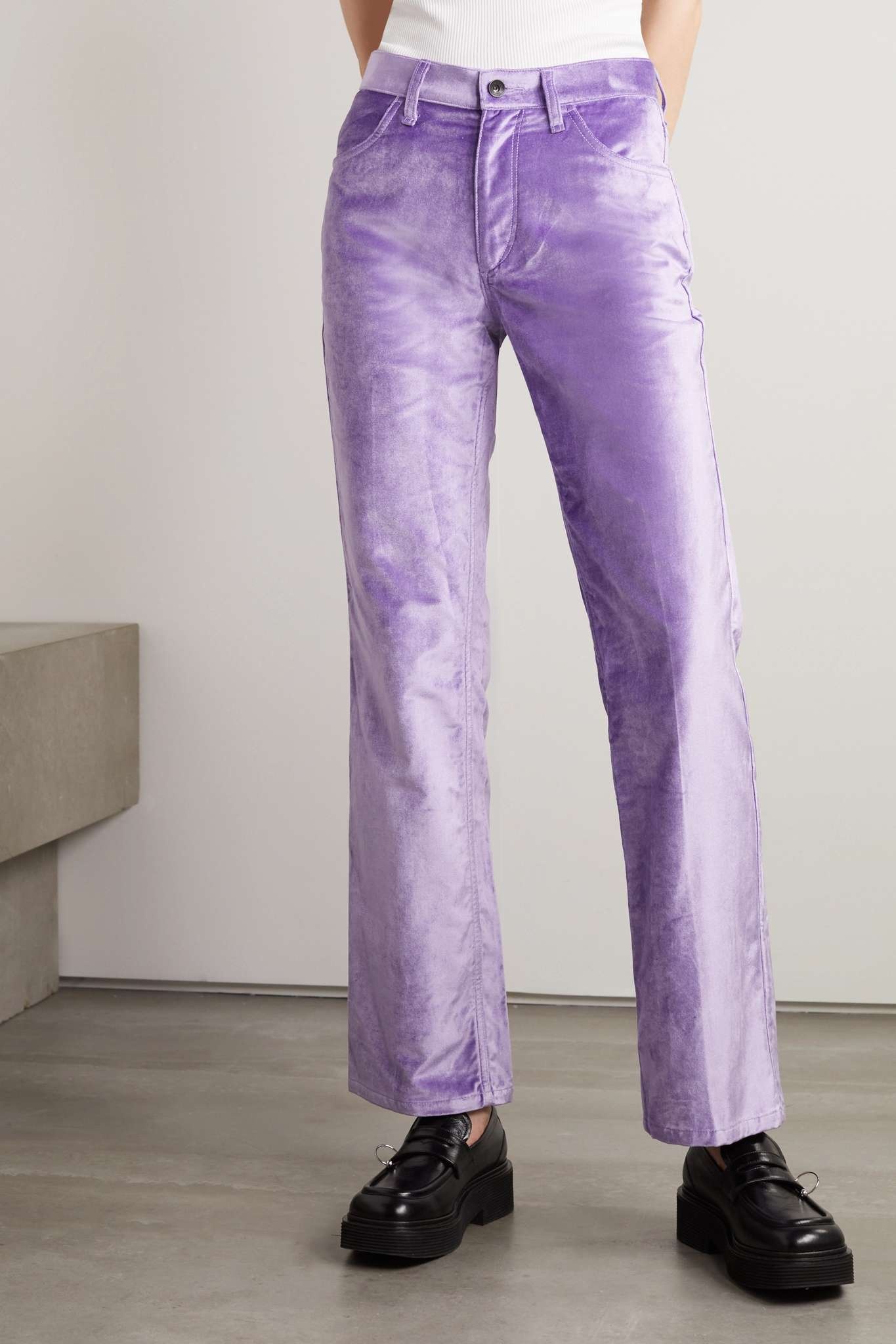 Jacey cotton-blend velvet wide-leg pants - 3