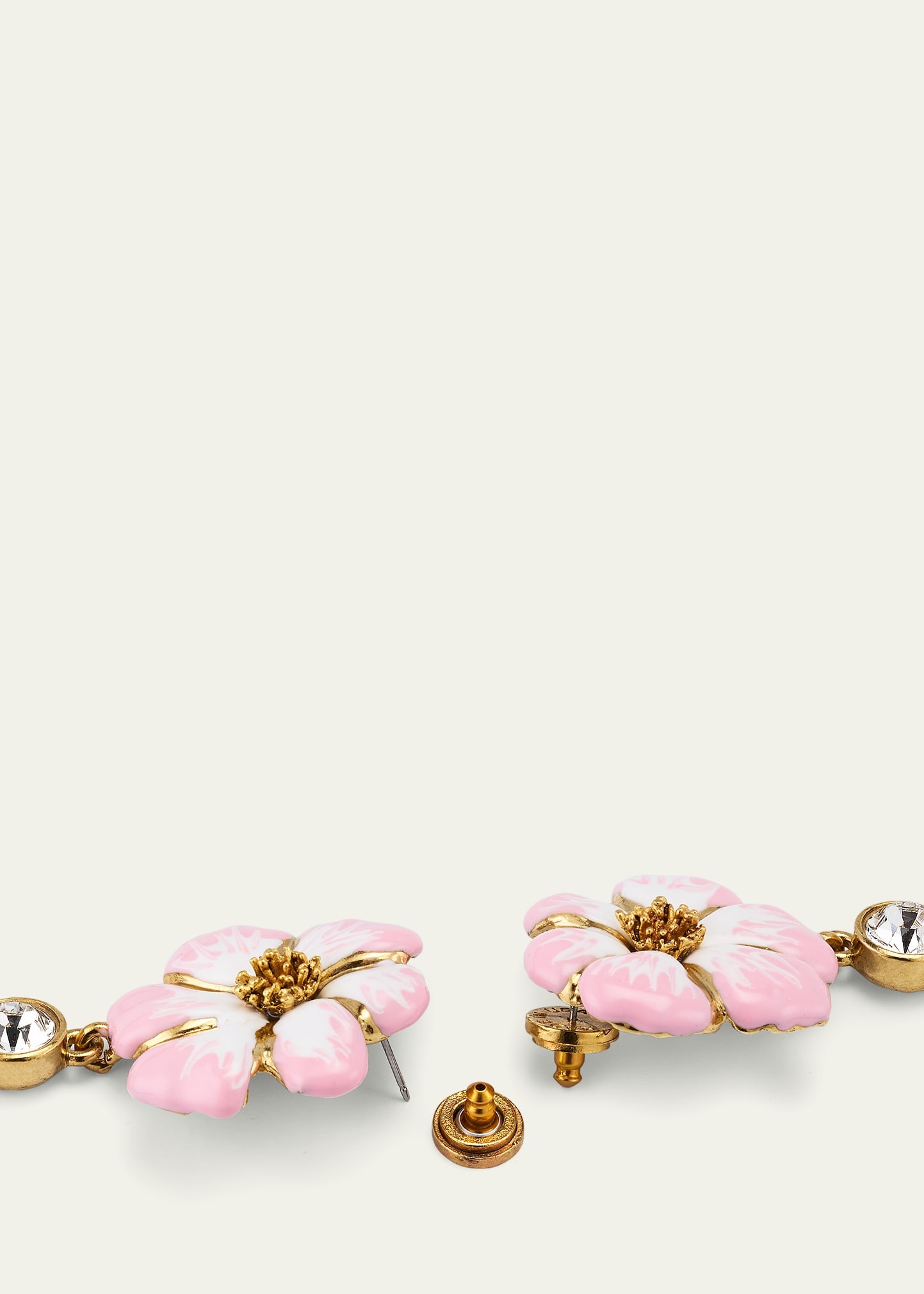 Enamel Flower Strand Earrings - 4