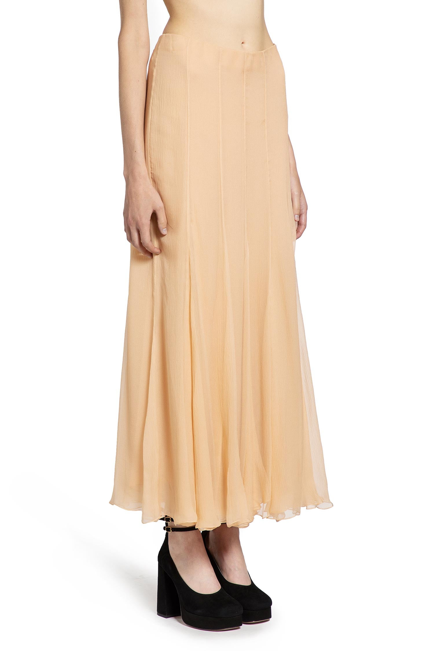 Fluid Maxi Skirt In Silk Mousseline - 3
