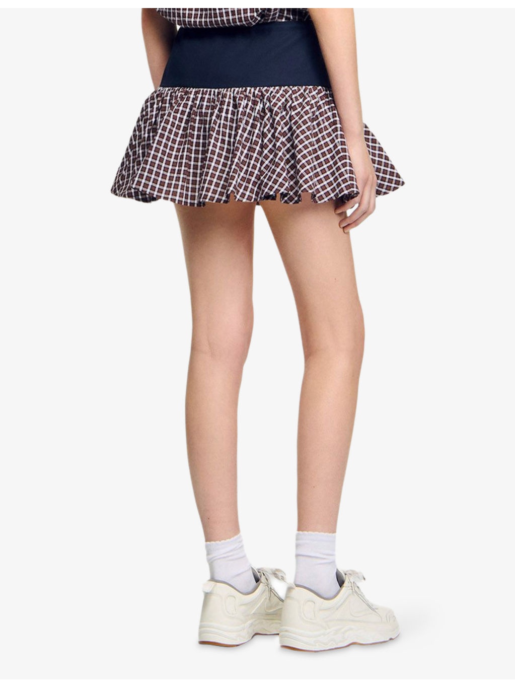 Checked Drawstring-Waist Stretch-Cotton Skort - 4