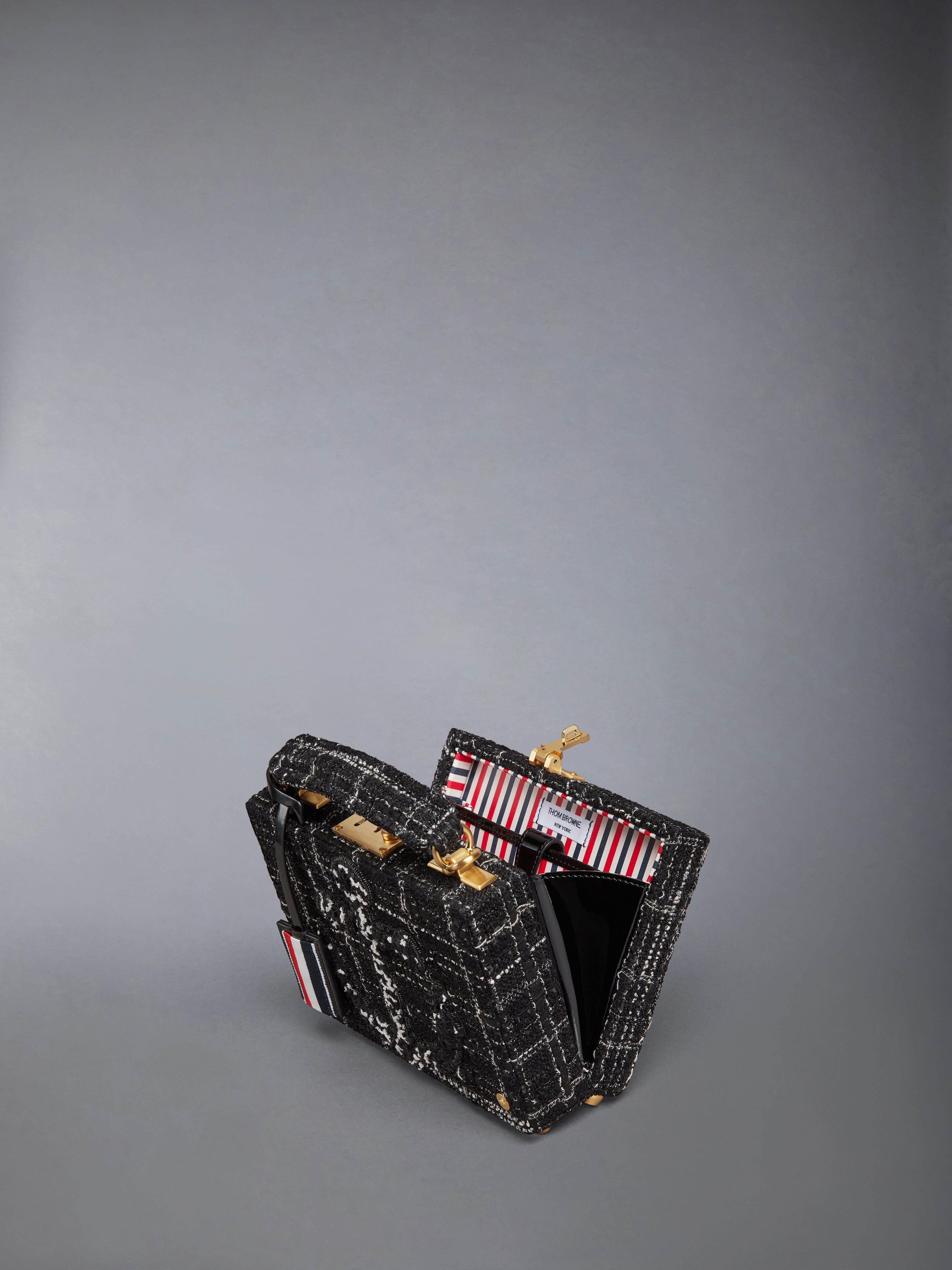 Plaid Ribbon Tweed Woven Chain Micro Attache Case - 6