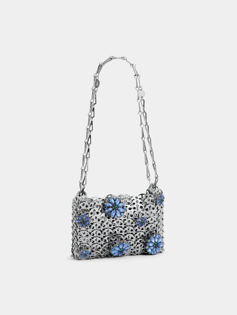 1969 NANO SILVER BAG WITH BLUE STRASS FLOWER DETAILS 3