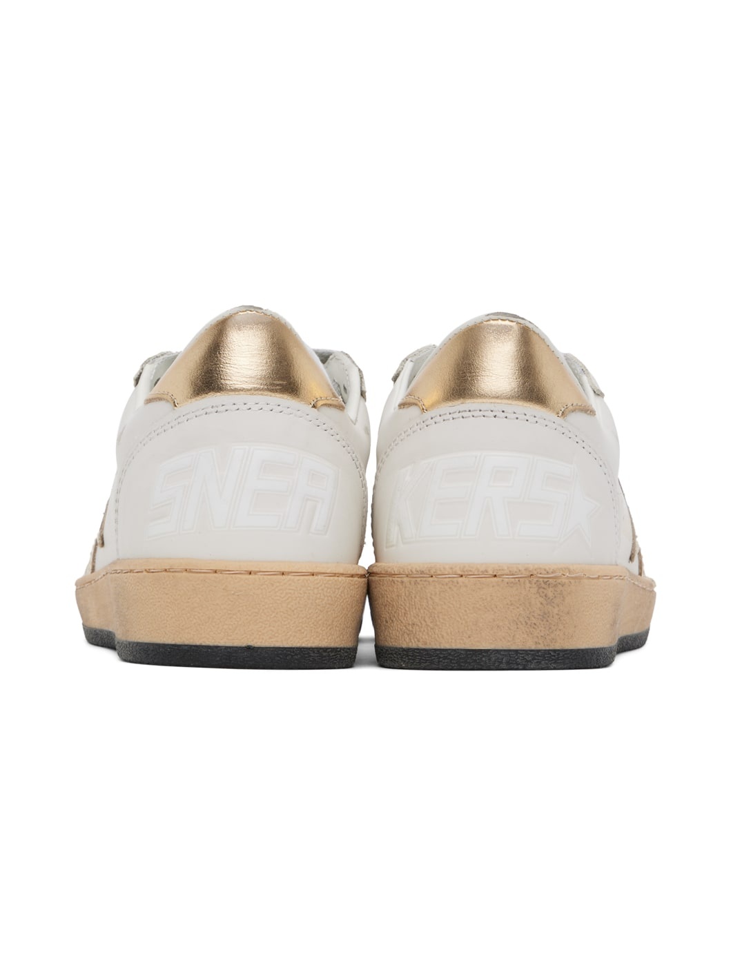 White & Gold Ball Star Sneakers - 2