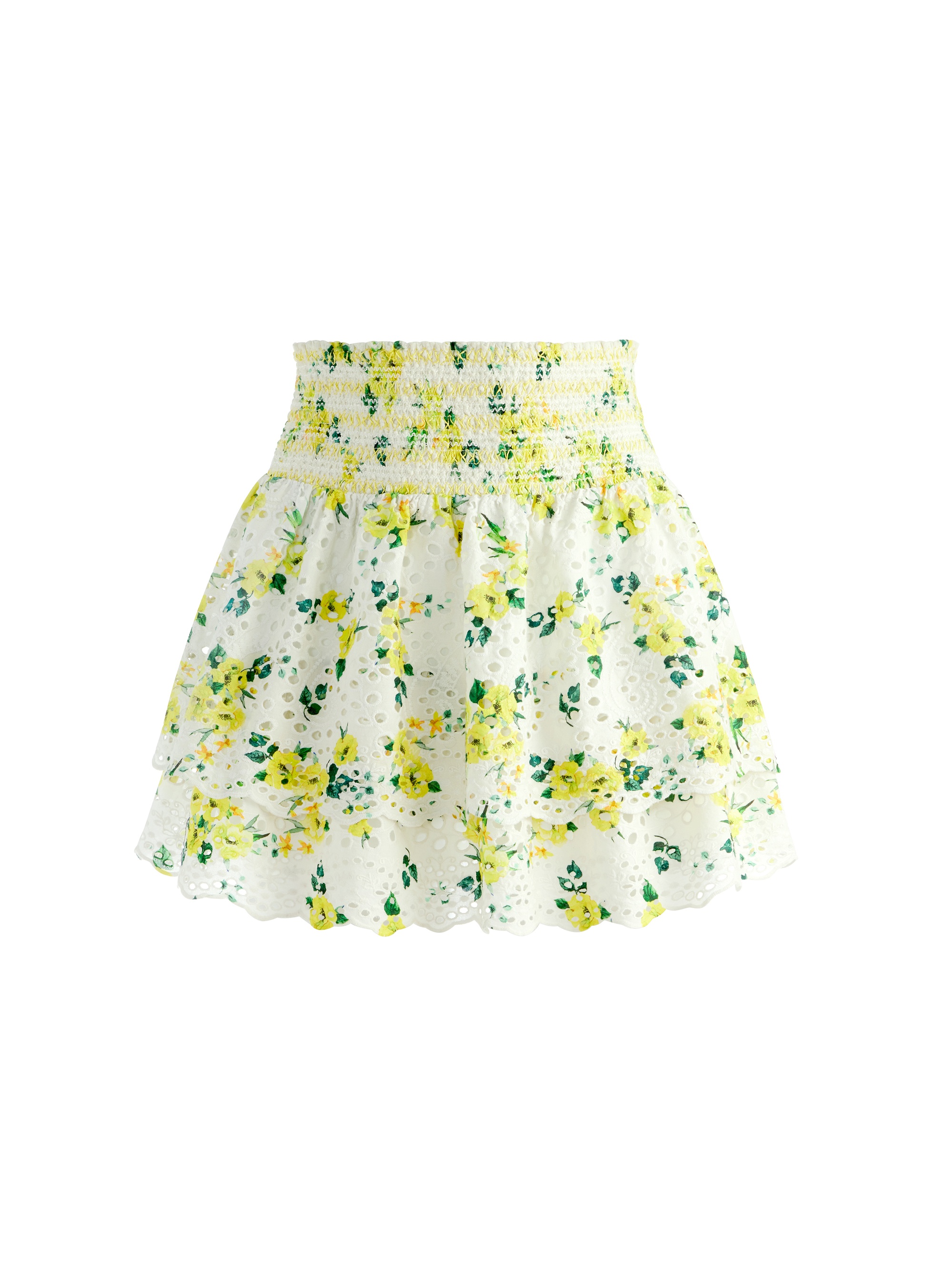 BETHIE SMOCKED RUFFLE MINI SKIRT - 1