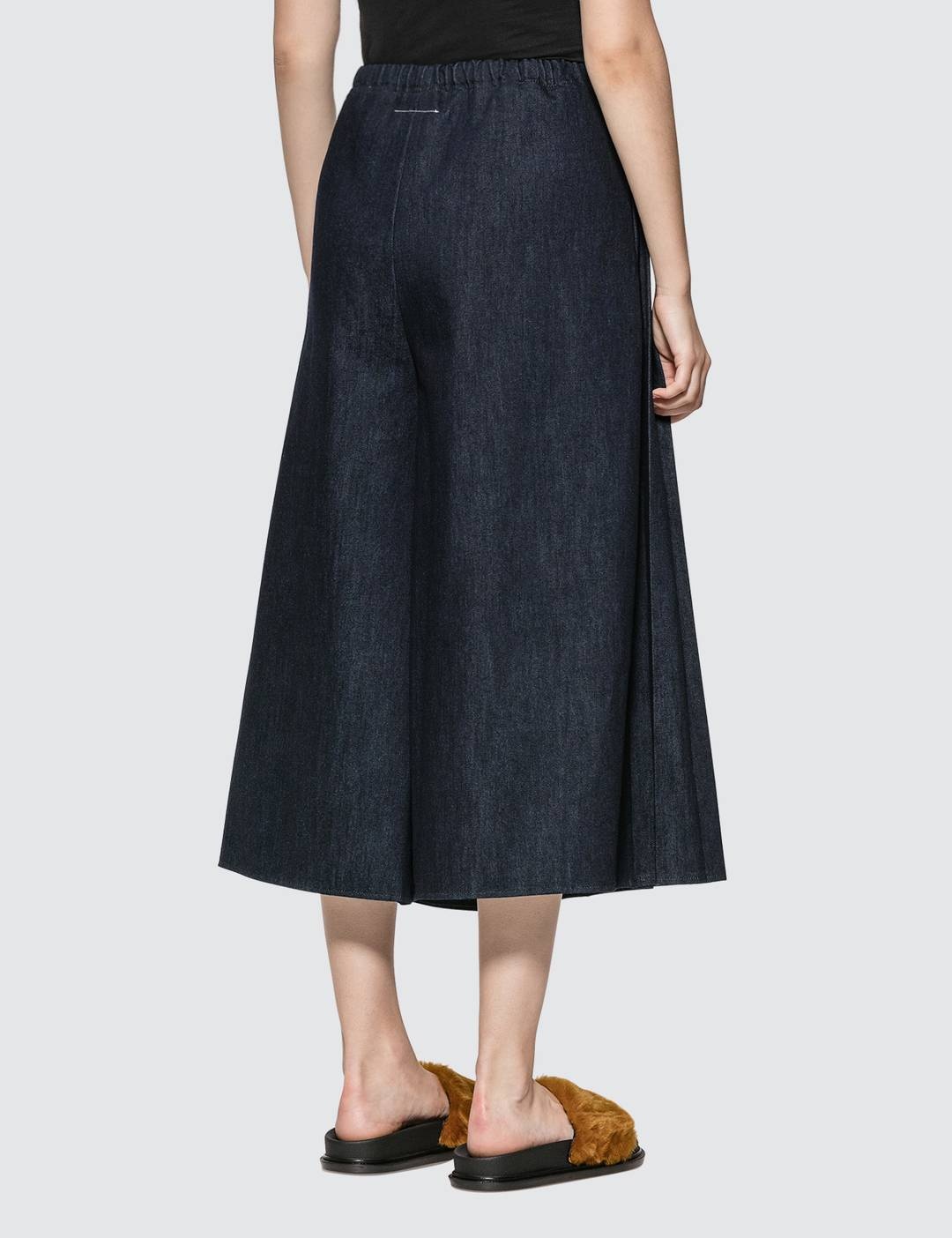 Denim Pleated Skirt Pants - 3