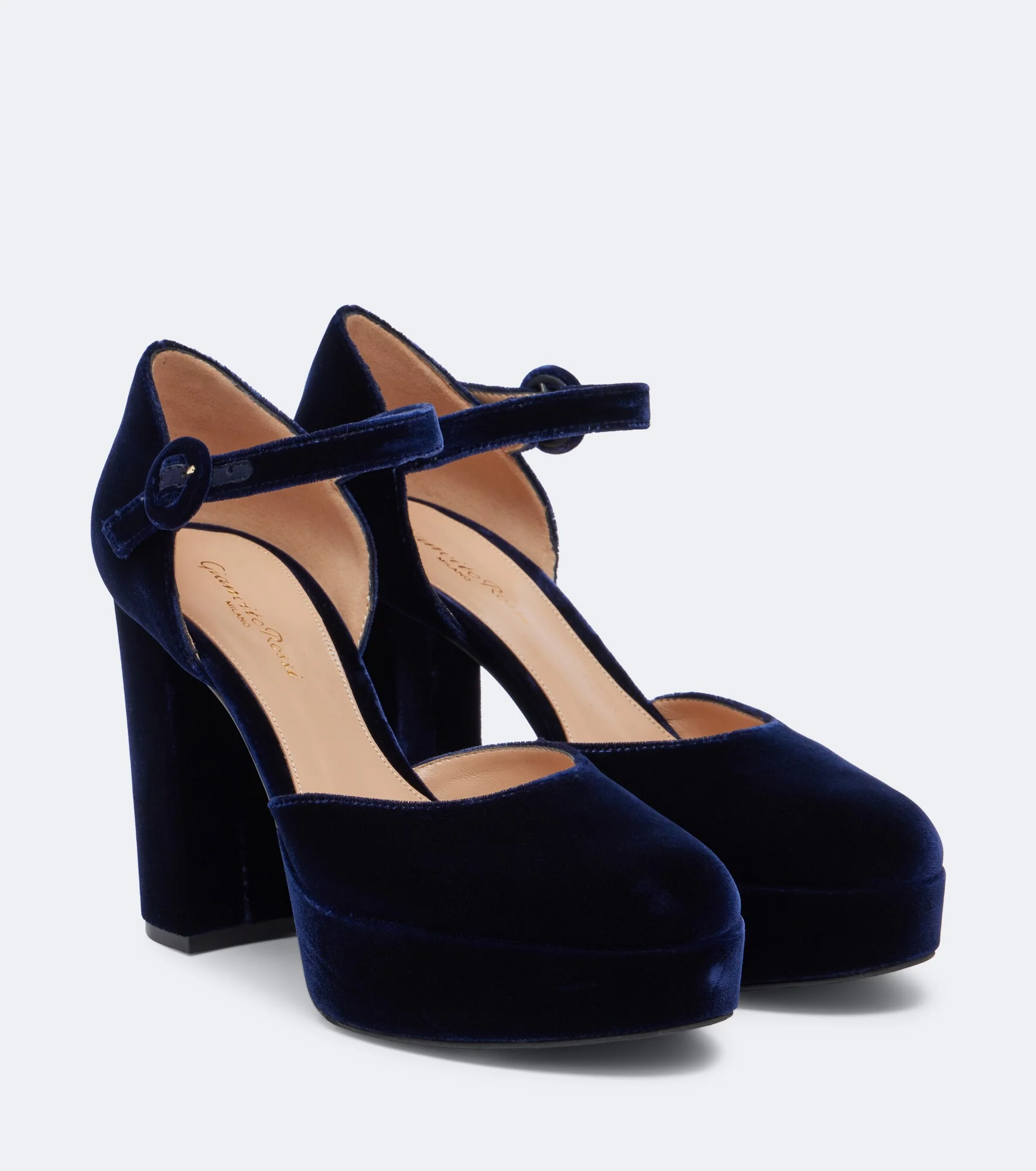 Velvet platform pumps - 1