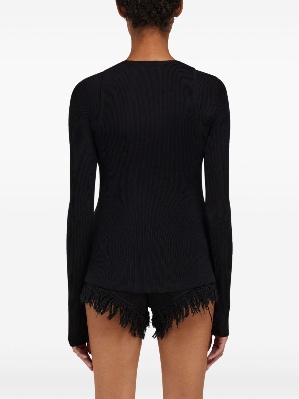 rippled-neckline sweater - 4