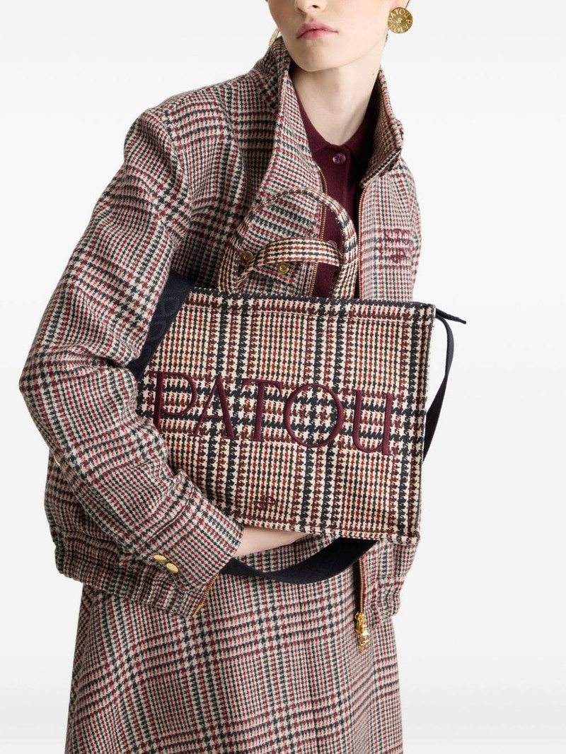 PATOU logo-embroidered check tote bag outlook
