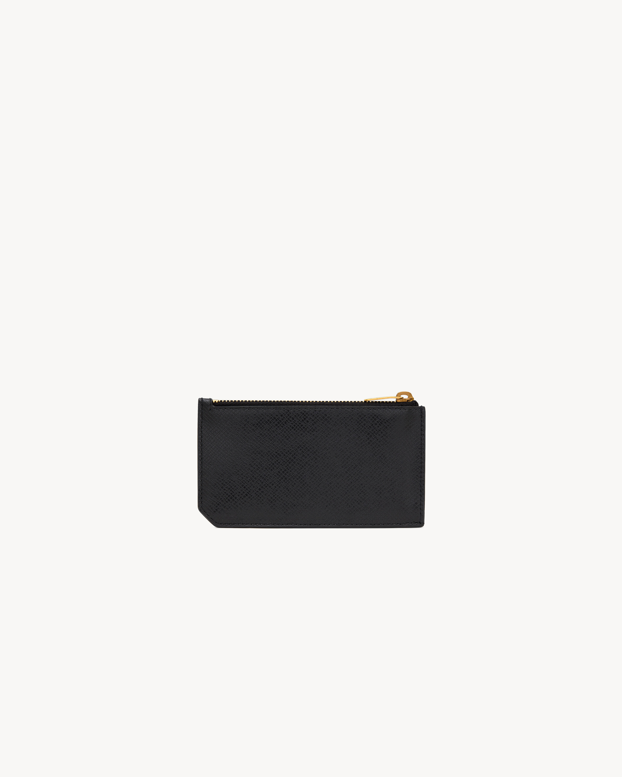 SAINT LAURENT PARIS FRAGMENTS ZIP CARD CASE IN COATED BARK LEATHER - 2