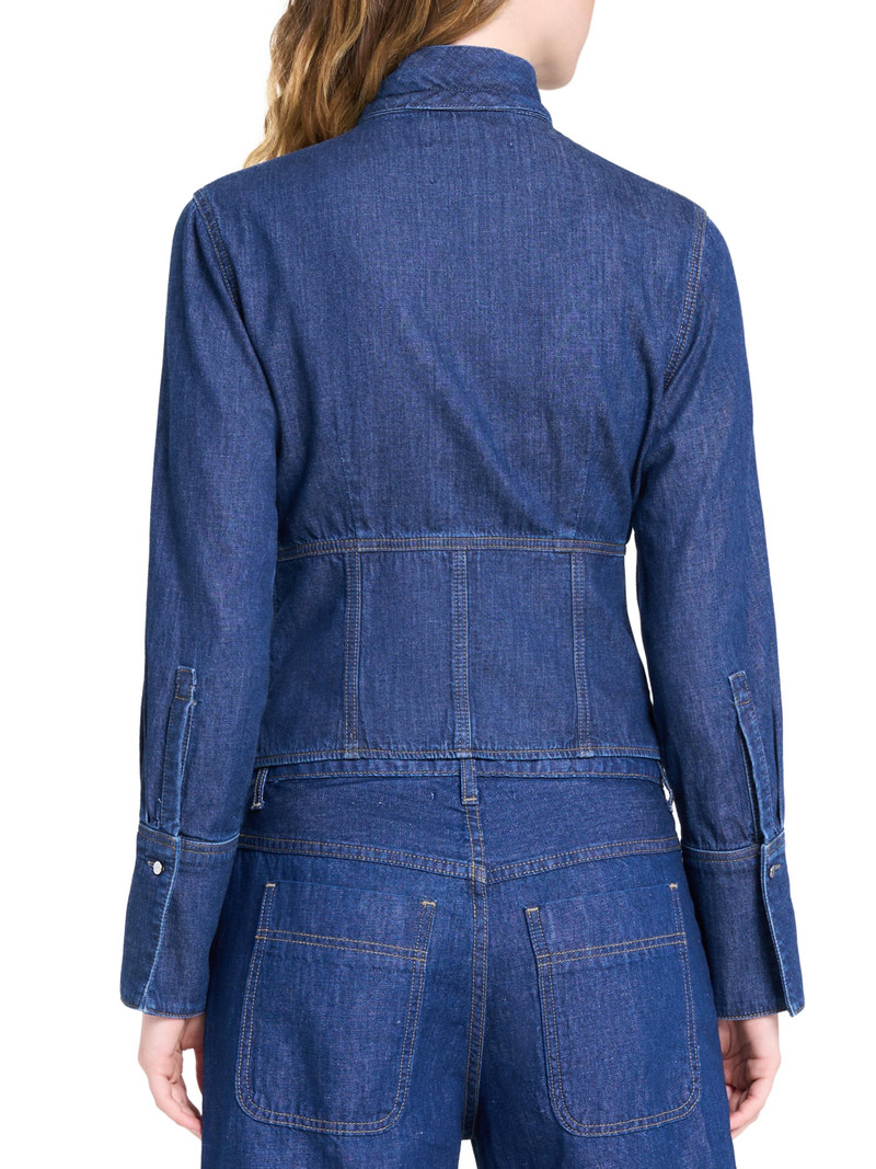 Women's Fifis Tailored Tie-Neck Denim Shirt - Dark Stone 5