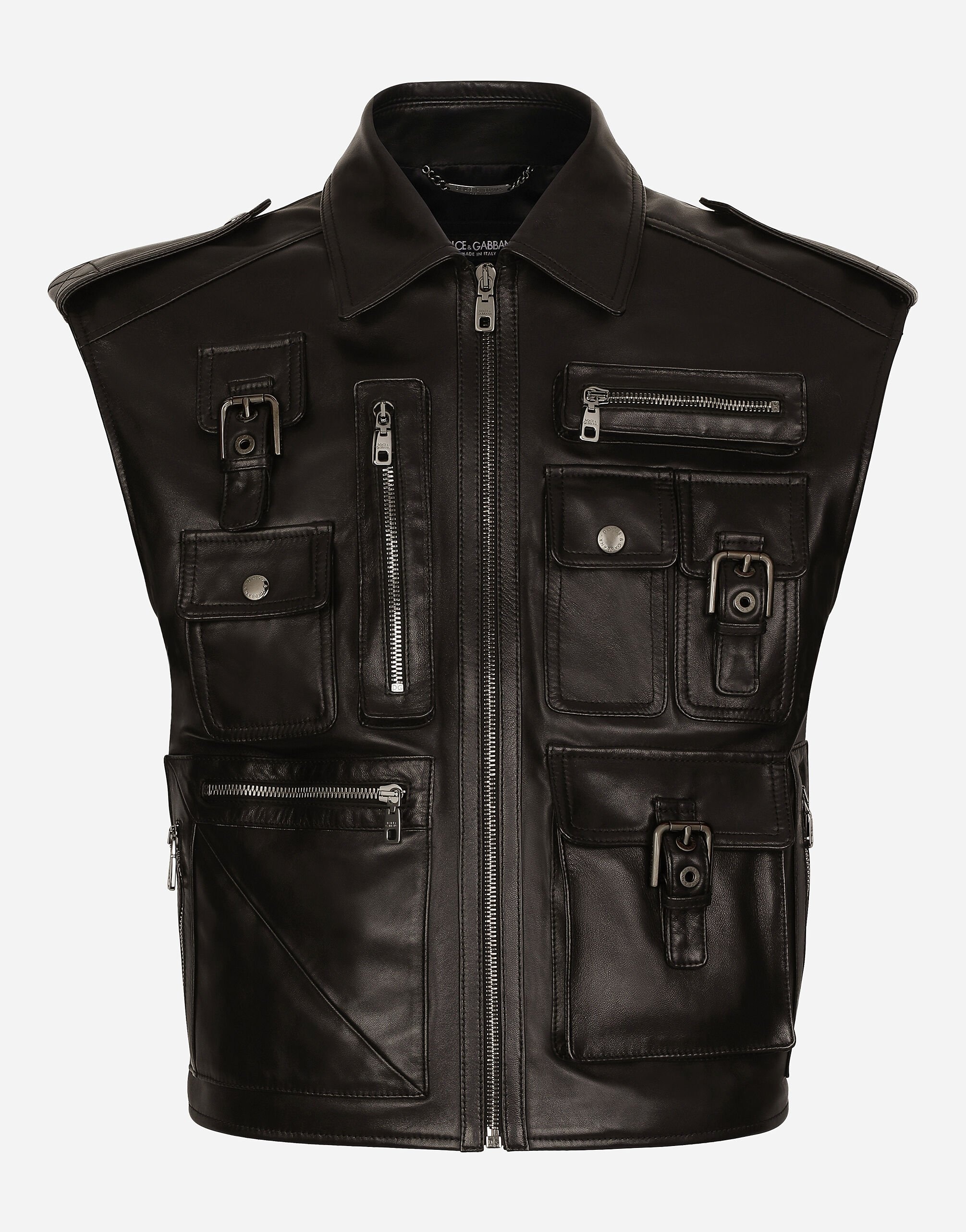 Leather vest with multiple pockets - 1