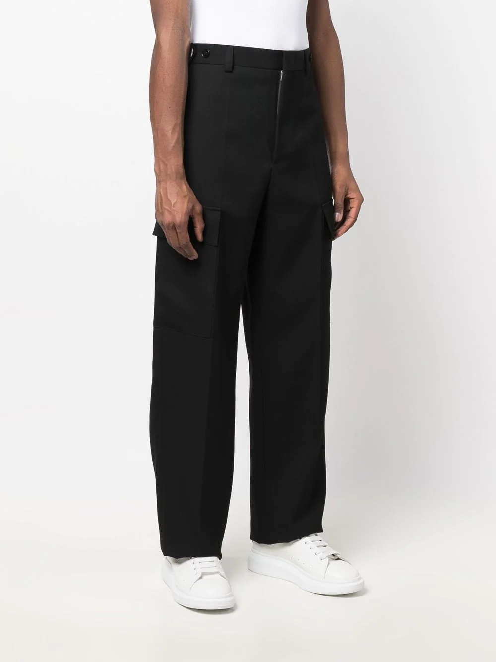 pressed-crease multi-pocket work pants - 3