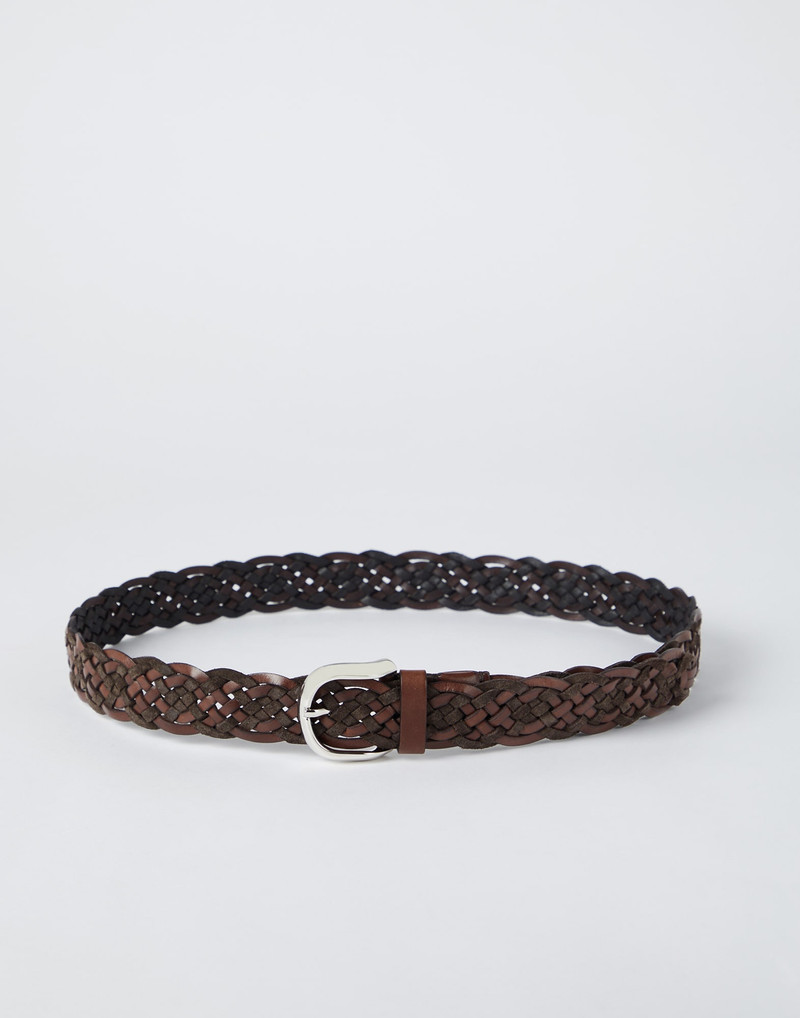 Leather and suede braid belt - 1