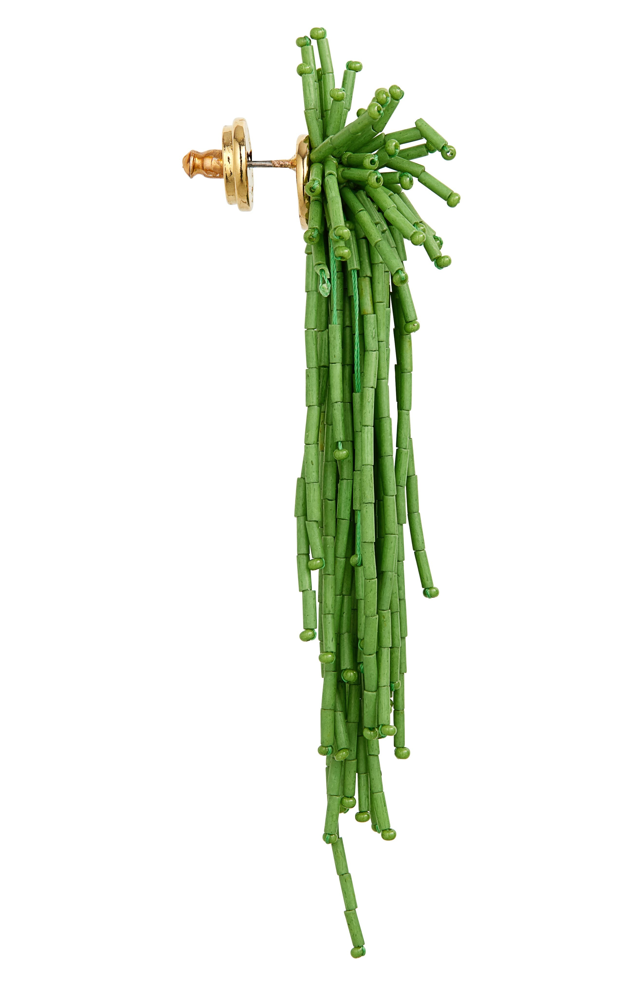 Oscar de la Renta Firework Beaded Tassel Earrings in Fern at Nordstrom - 5