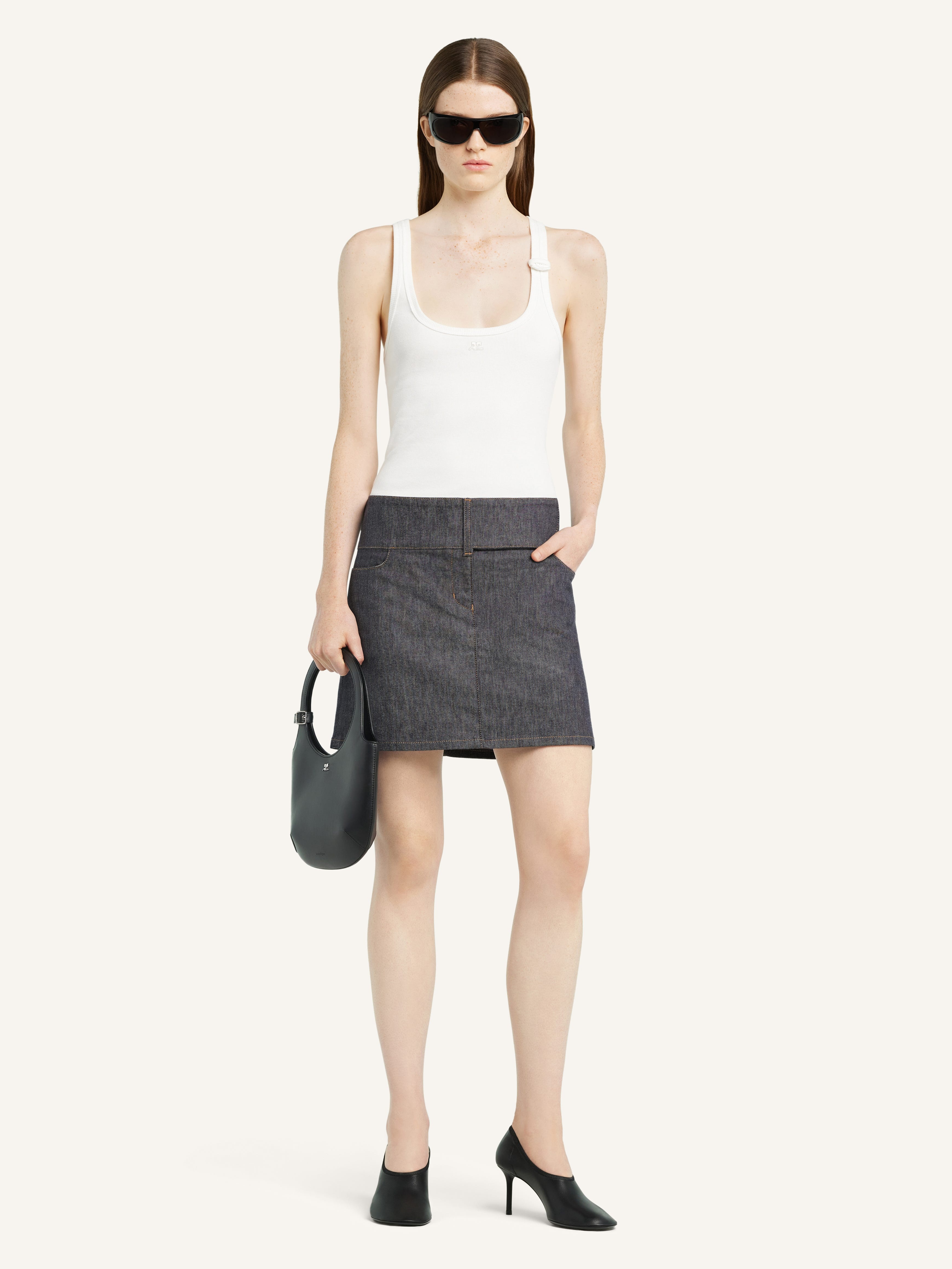 BELTED DENIM MINI SKIRT - 2