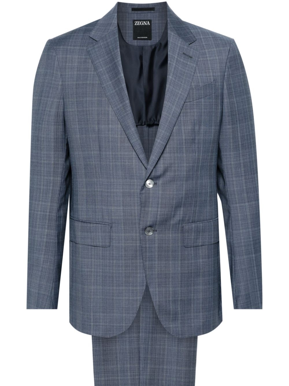 checked single-breasted suit - 1