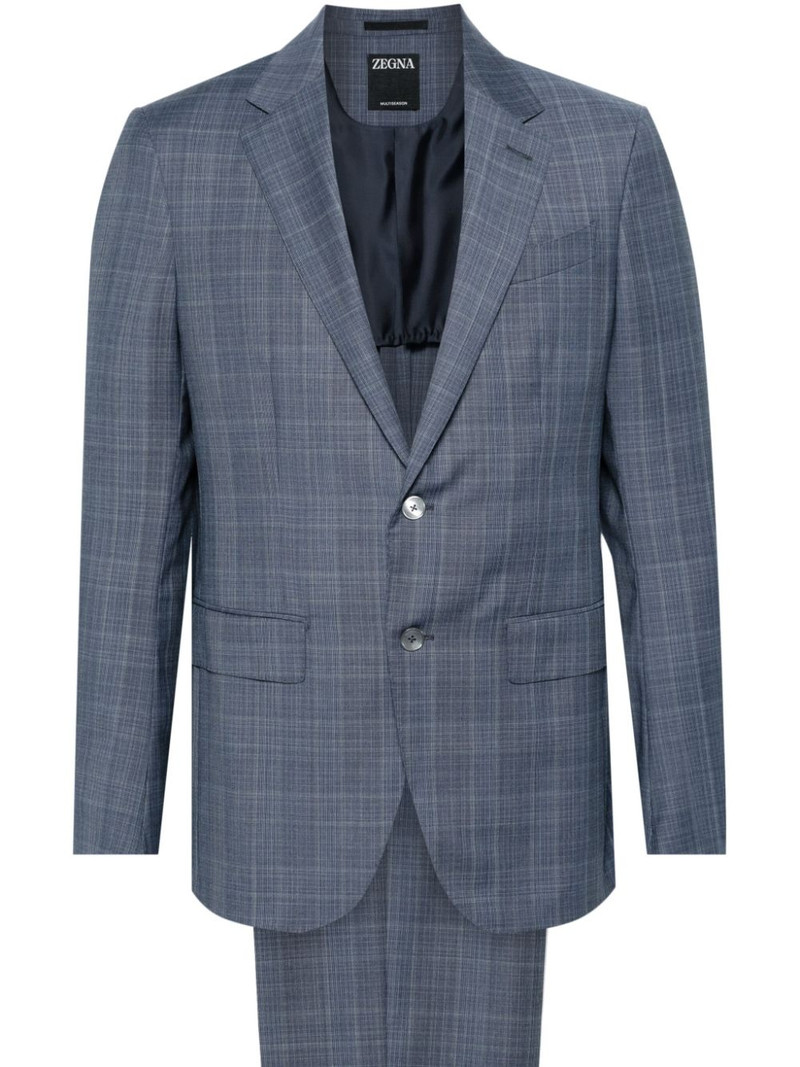 checked single-breasted suit 1