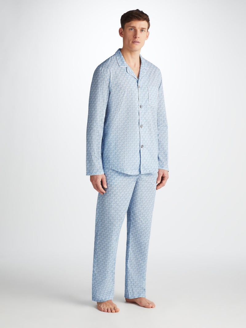 Men's Modern Fit Pajamas Ledbury 72 Cotton Batiste Blue - 2