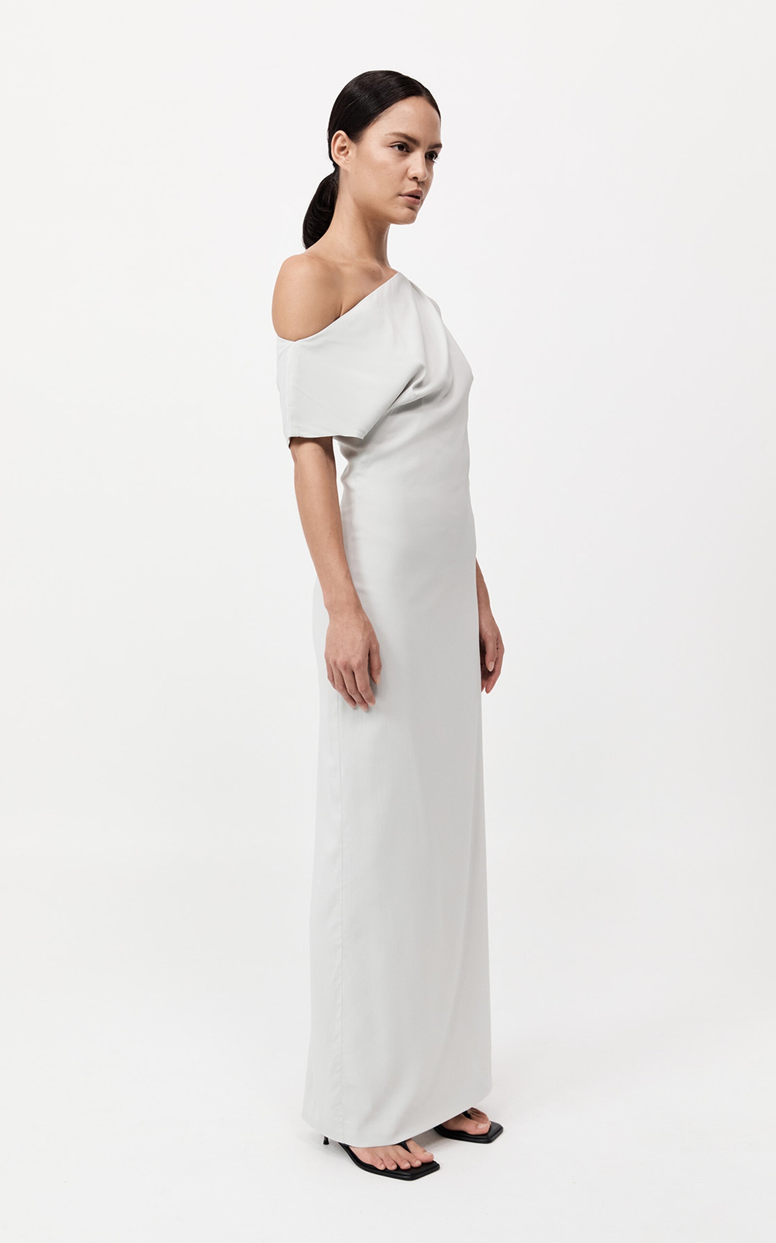 Asymmetric Jersey Maxi Dress silver - 4