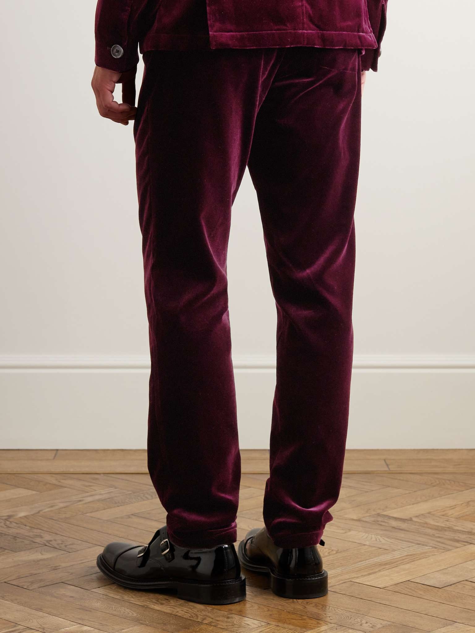 Fishtail Slim-Fit Cotton-Velvet Suit Trousers - 4