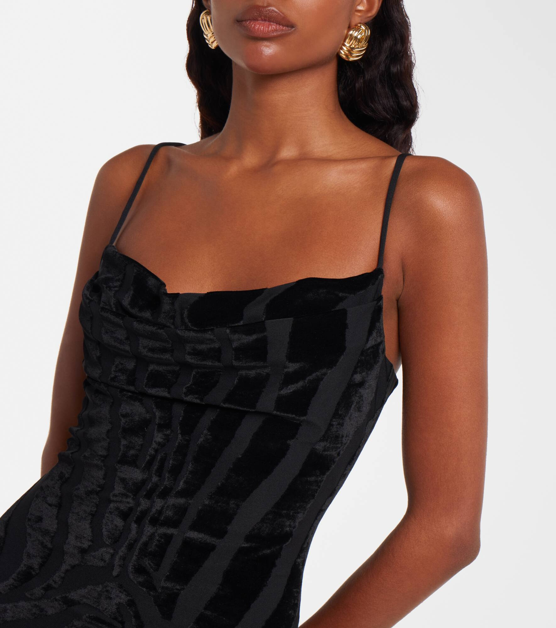 Zebra-print velvet maxi dress - 4